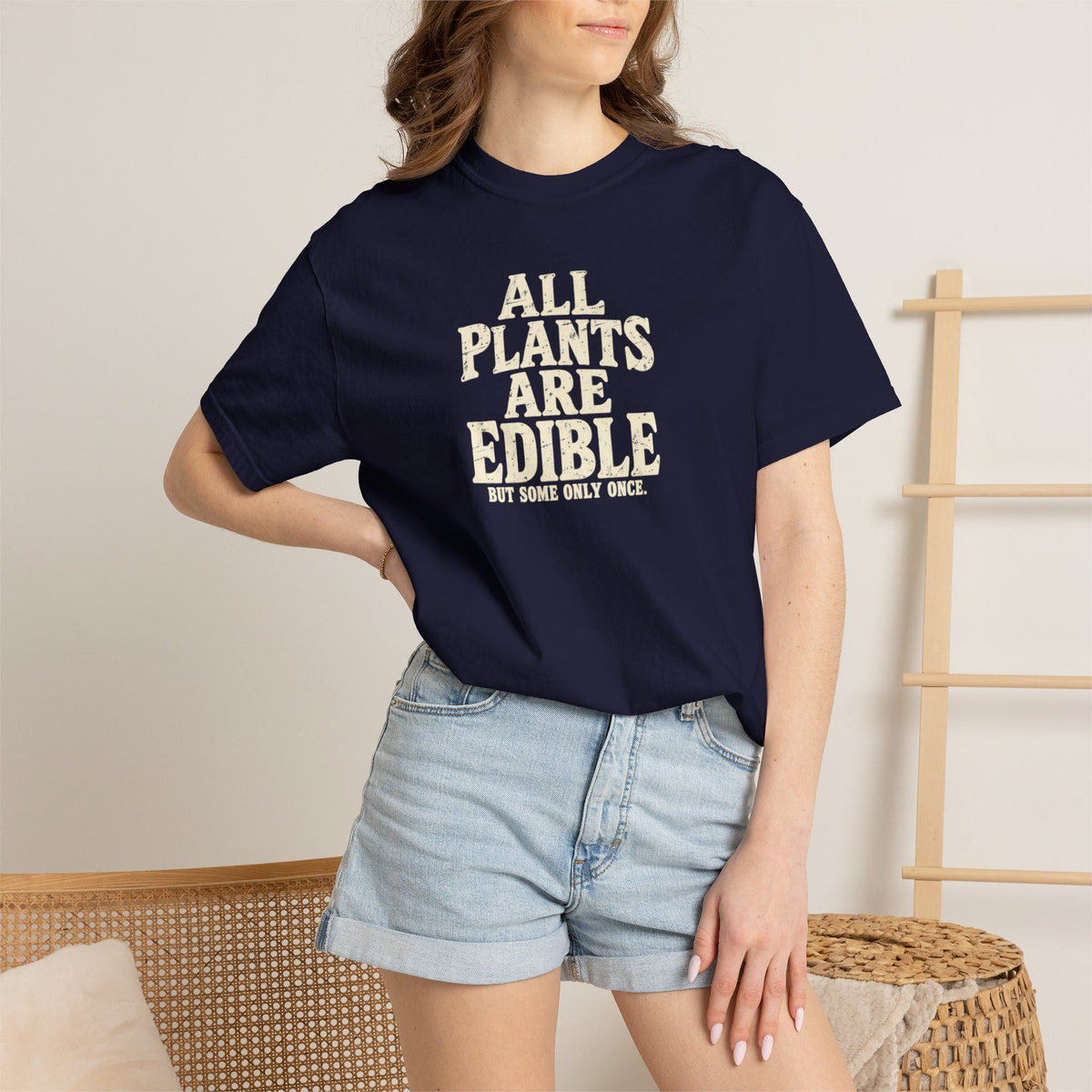 All Plants Are Edible But Some Only Once Shirt, Funny Plant Lover T-Shirt, Gardening Humor Tee, Grunge Botanical Shirt
