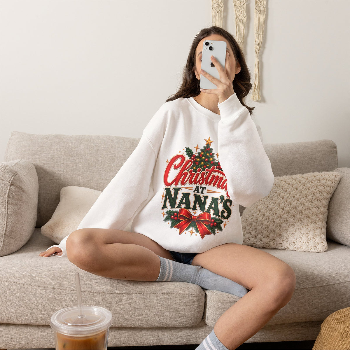 Christmas at Nana's House Rules Sweatshirt, Funny Grandma Crewneck Gift from Grandkids