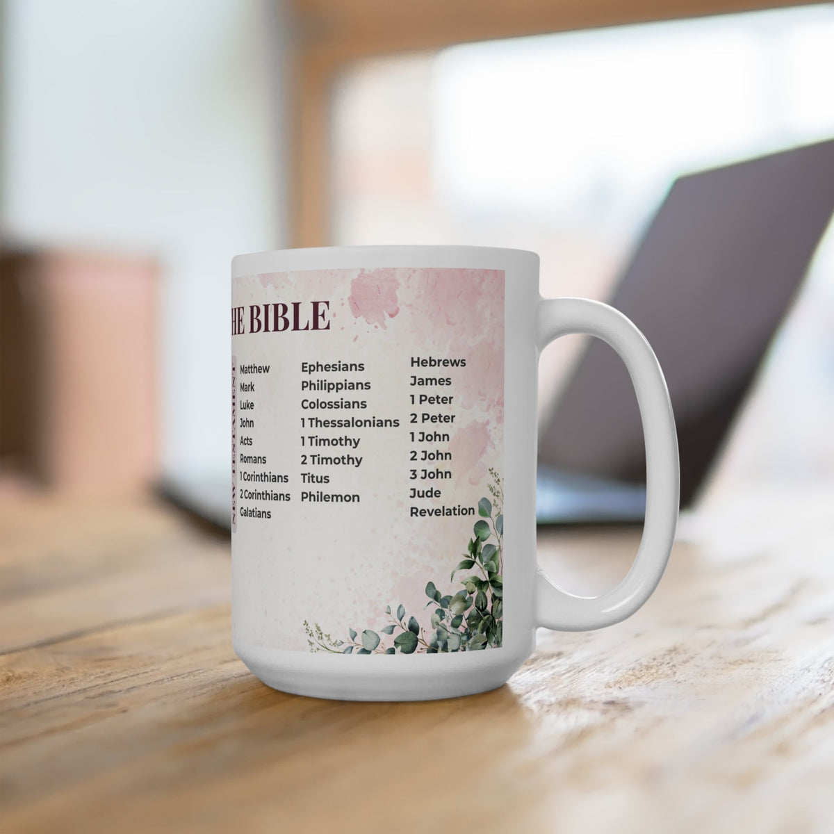 Books of the Bible Mug, Christian Coffee Cup, Floral Scripture Mug, Bible Study Gift for Women, Christian Teacher Gift, 11oz 15oz