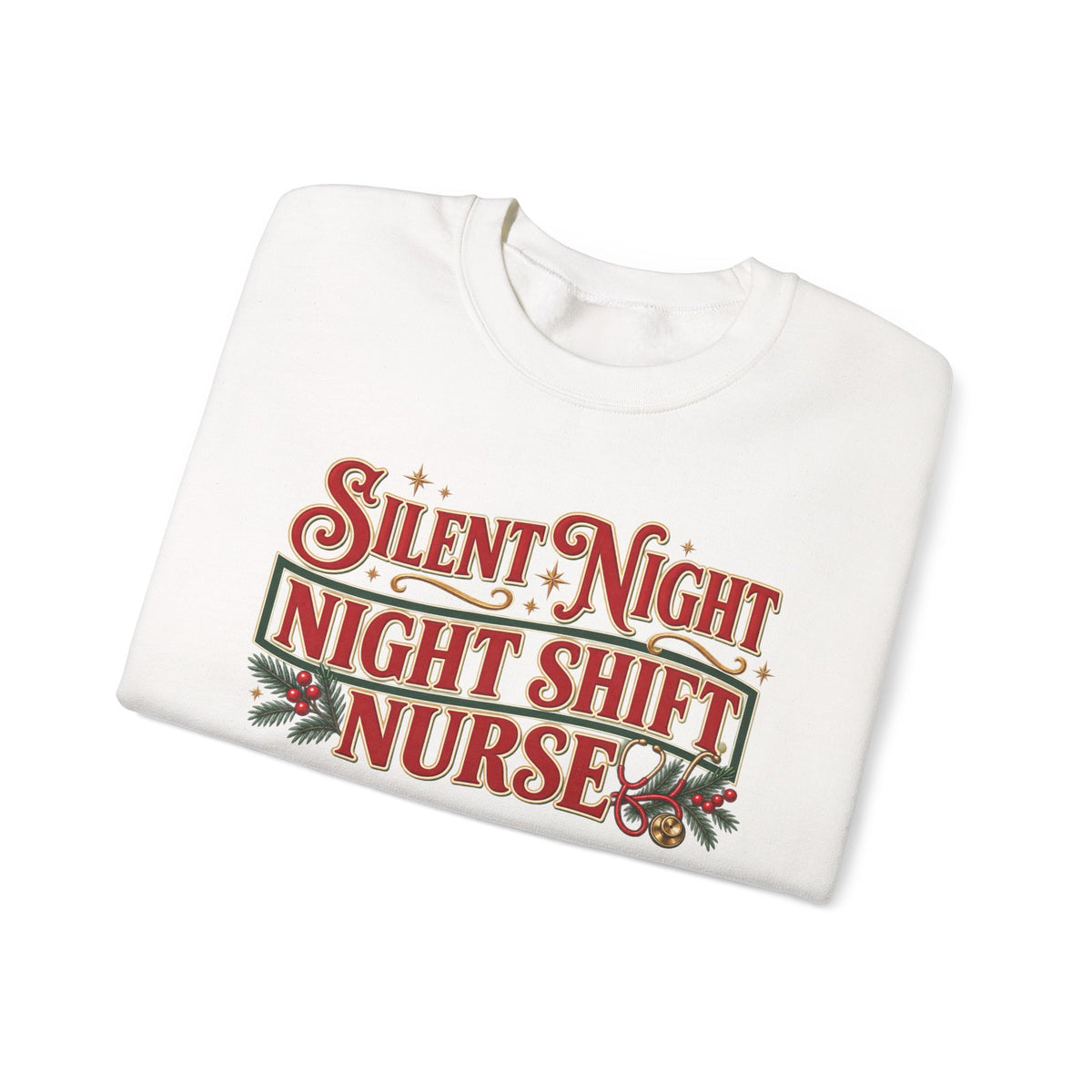 Night Shift Nurse Christmas Sweatshirt, Funny Silent Night Crewneck for RN Gift