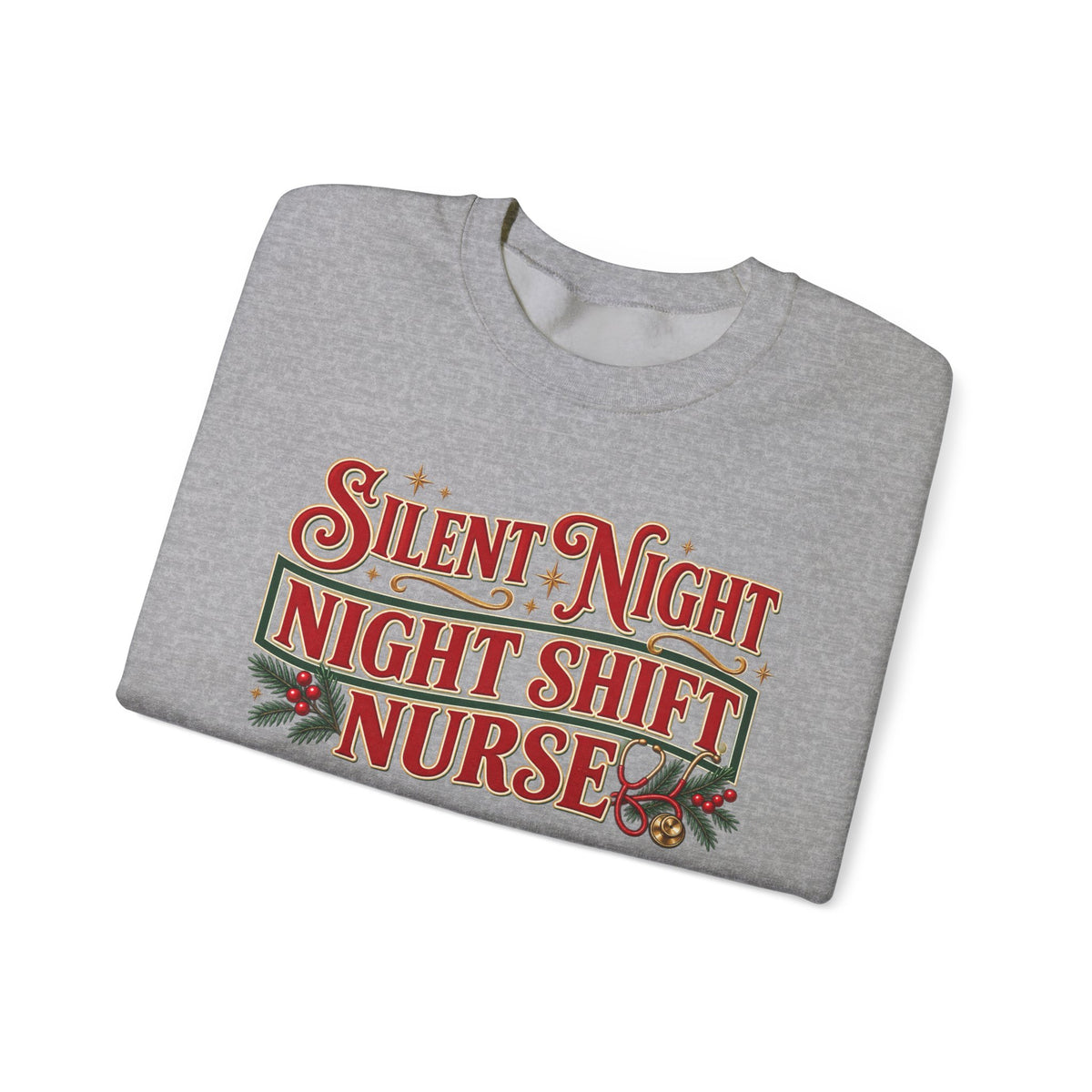 Night Shift Nurse Christmas Sweatshirt, Funny Silent Night Crewneck for RN Gift