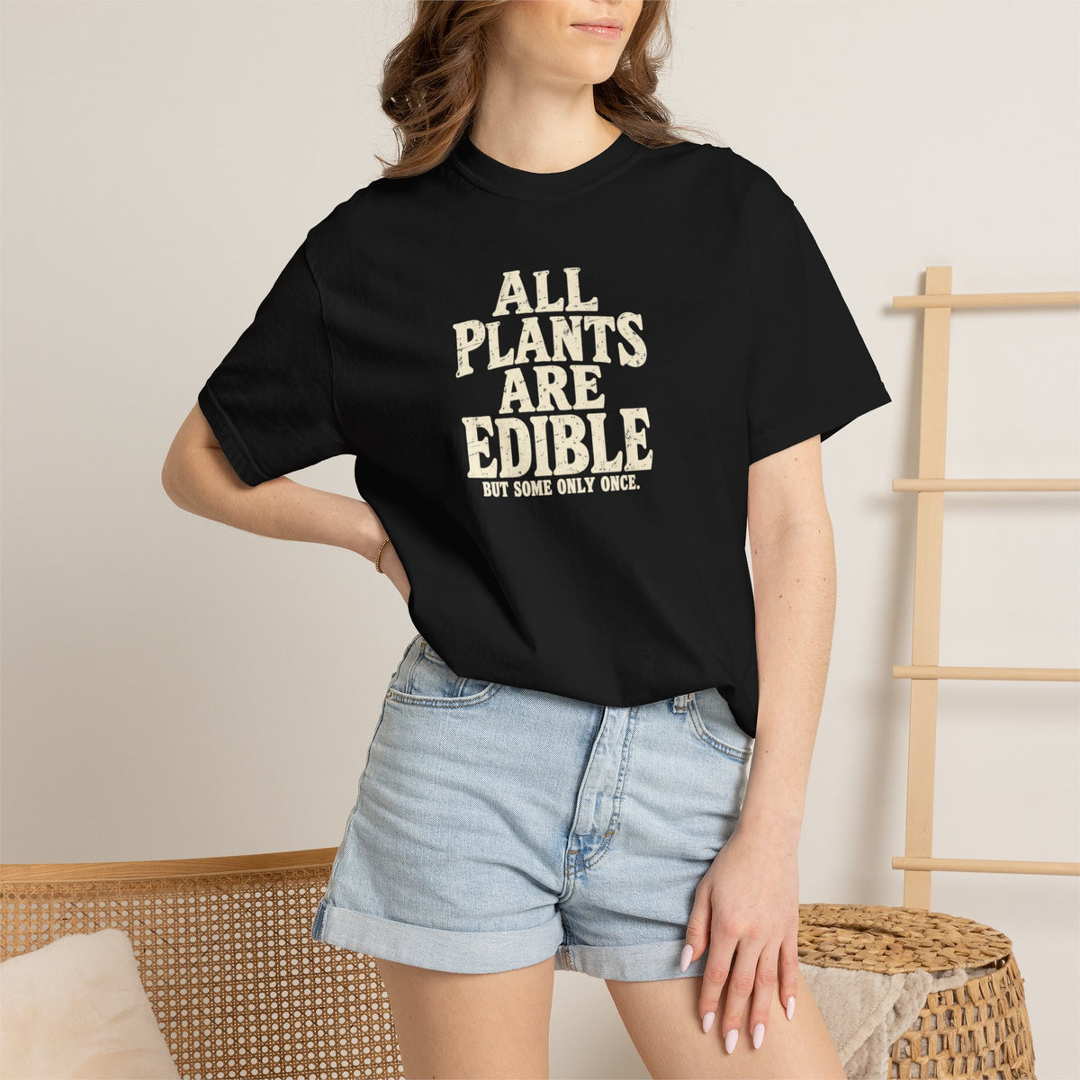 All Plants Are Edible But Some Only Once Shirt, Funny Plant Lover T-Shirt, Gardening Humor Tee, Grunge Botanical Shirt
