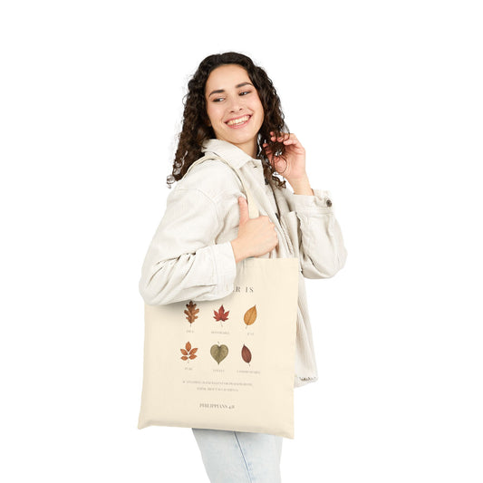 Thanksgiving, Philippians 4:8 Tote Bag, Whatever Is True Christian Canvas Bag, Autumn Bible Verse Tote, Scripture Gift for Women