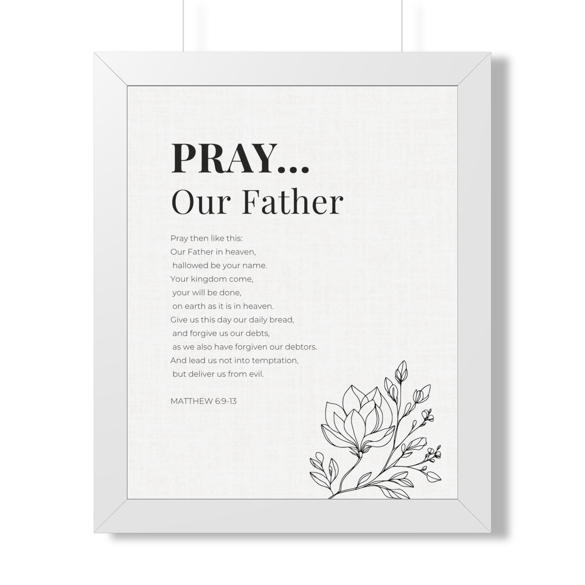 The Lords Prayer Wall Art. Our Father Prayer Print. Matthew 6 Framed Christian Art, Bible Verse Home Decor Christian Gift