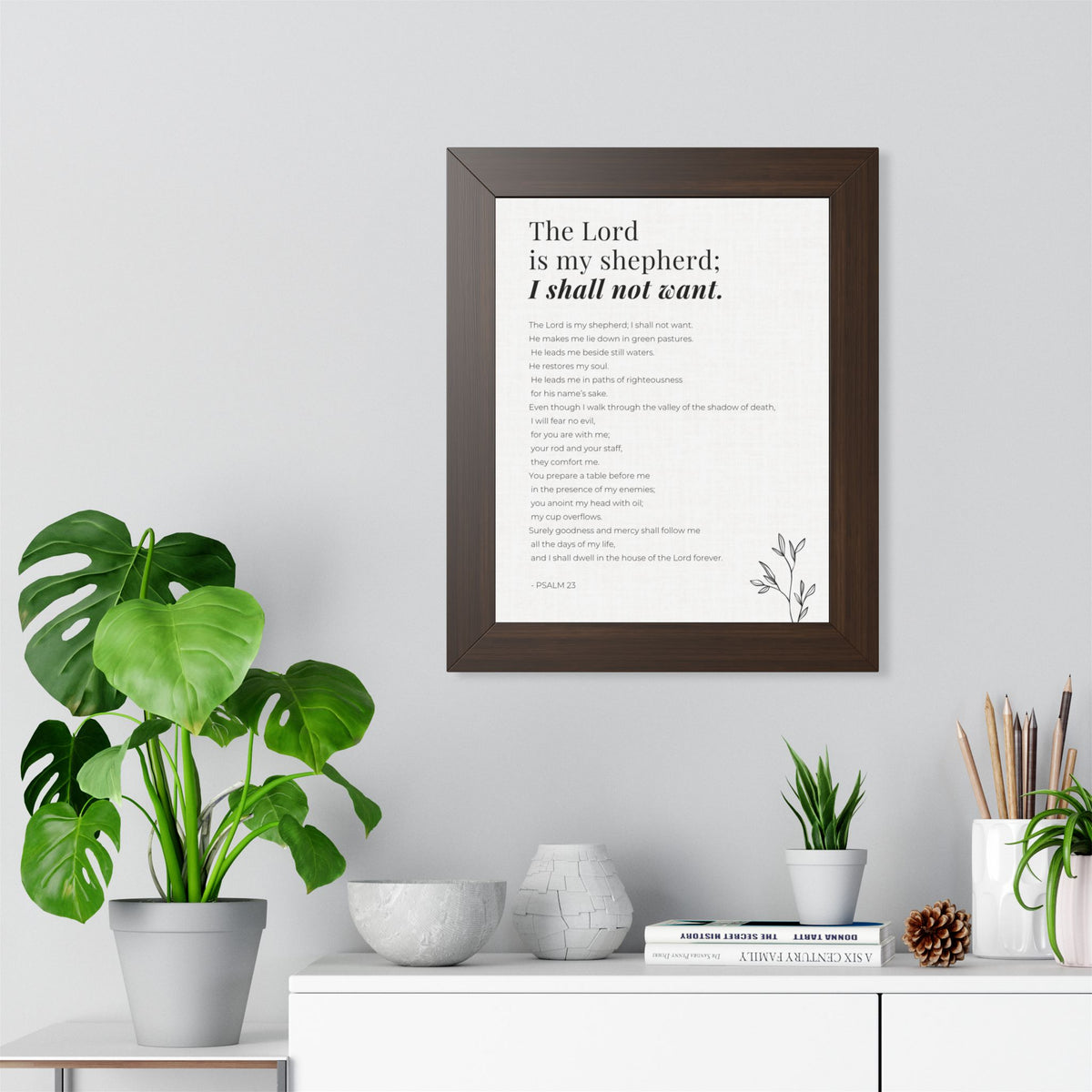 Psalm 23 Wall Art, The Lord Is My Shepherd Framed Bible Verse Print, Christian Home Decor, Scripture Prayer Room Art, Christian Gift