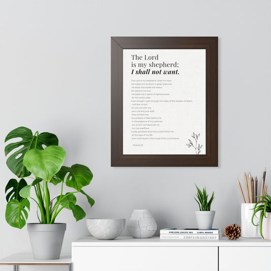Psalm 23 Wall Art, The Lord Is My Shepherd Framed Bible Verse Print, Christian Home Decor, Scripture Prayer Room Art, Christian Gift