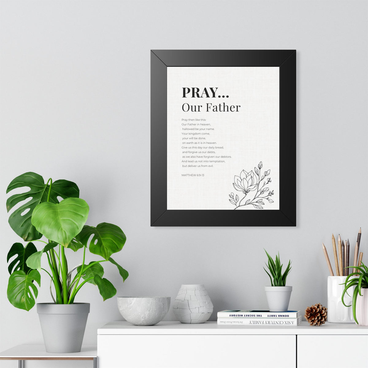 The Lords Prayer Wall Art. Our Father Prayer Print. Matthew 6 Framed Christian Art, Bible Verse Home Decor Christian Gift