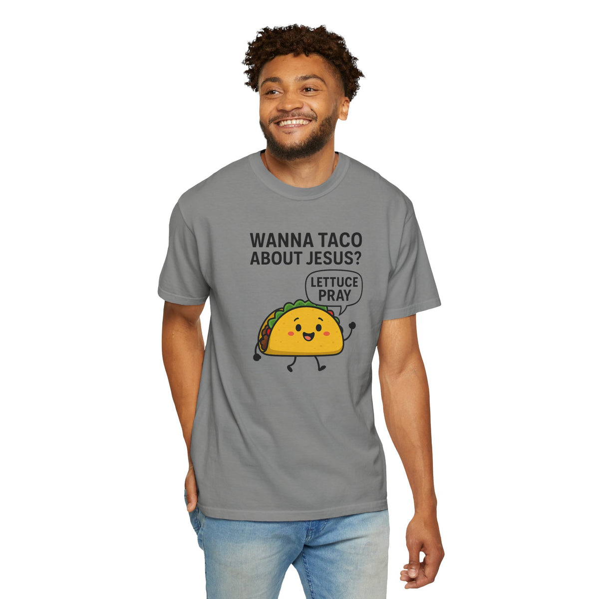 Funny Taco T-shirt, Humorous Christian Apparel, Gift for Taco Lovers, Unique Prayer Shirt, Casual Unisex Tee