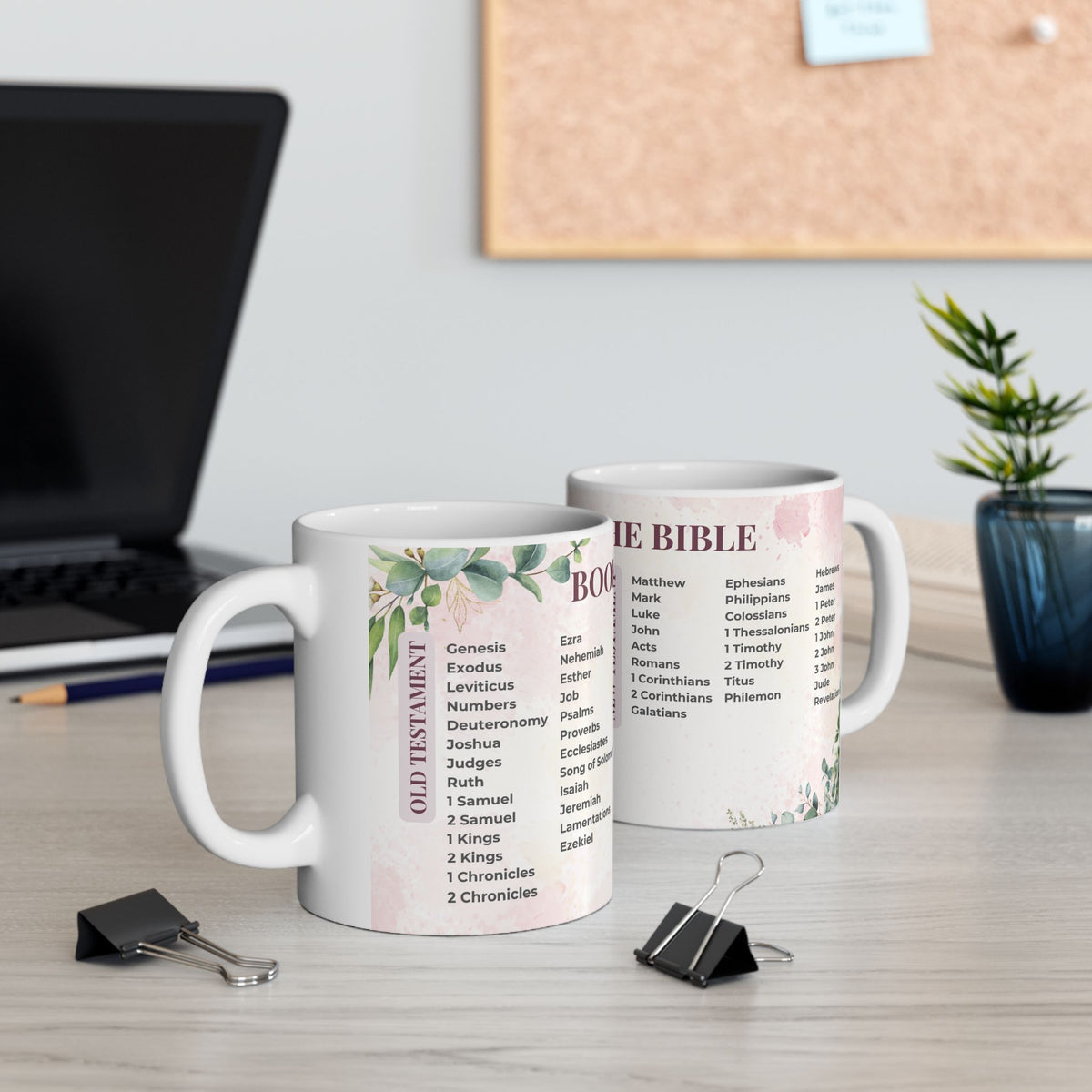 Books of the Bible Mug, Christian Coffee Cup, Floral Scripture Mug, Bible Study Gift for Women, Christian Teacher Gift, 11oz 15oz