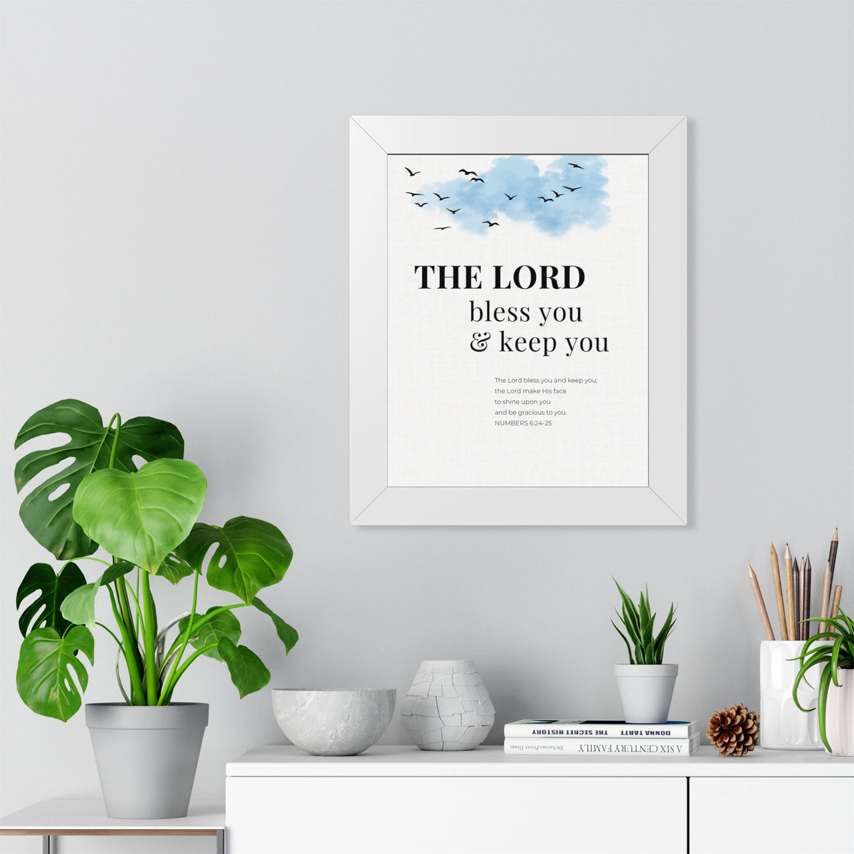 The Lord Bless You and Keep You Wall Art, Numbers 6:24-26 Framed Bible Verse Print, Christian Home Decor, Wedding Gift