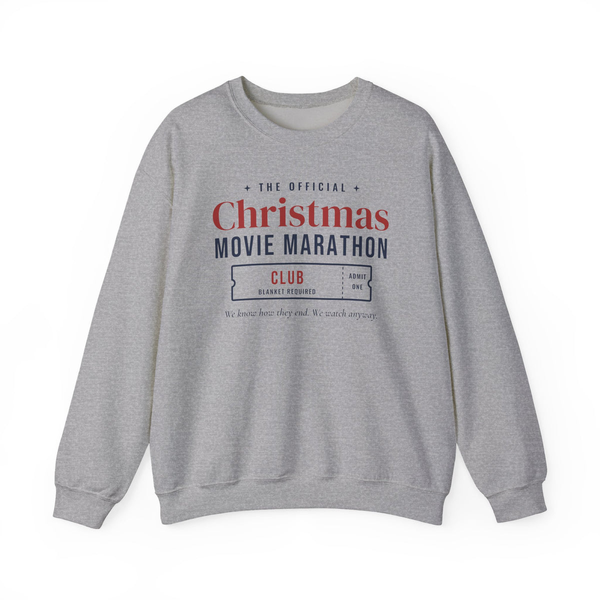 Christmas Movie Marathon Club Sweatshirt, Retro Ticket Holiday Crewneck for Movie Lovers