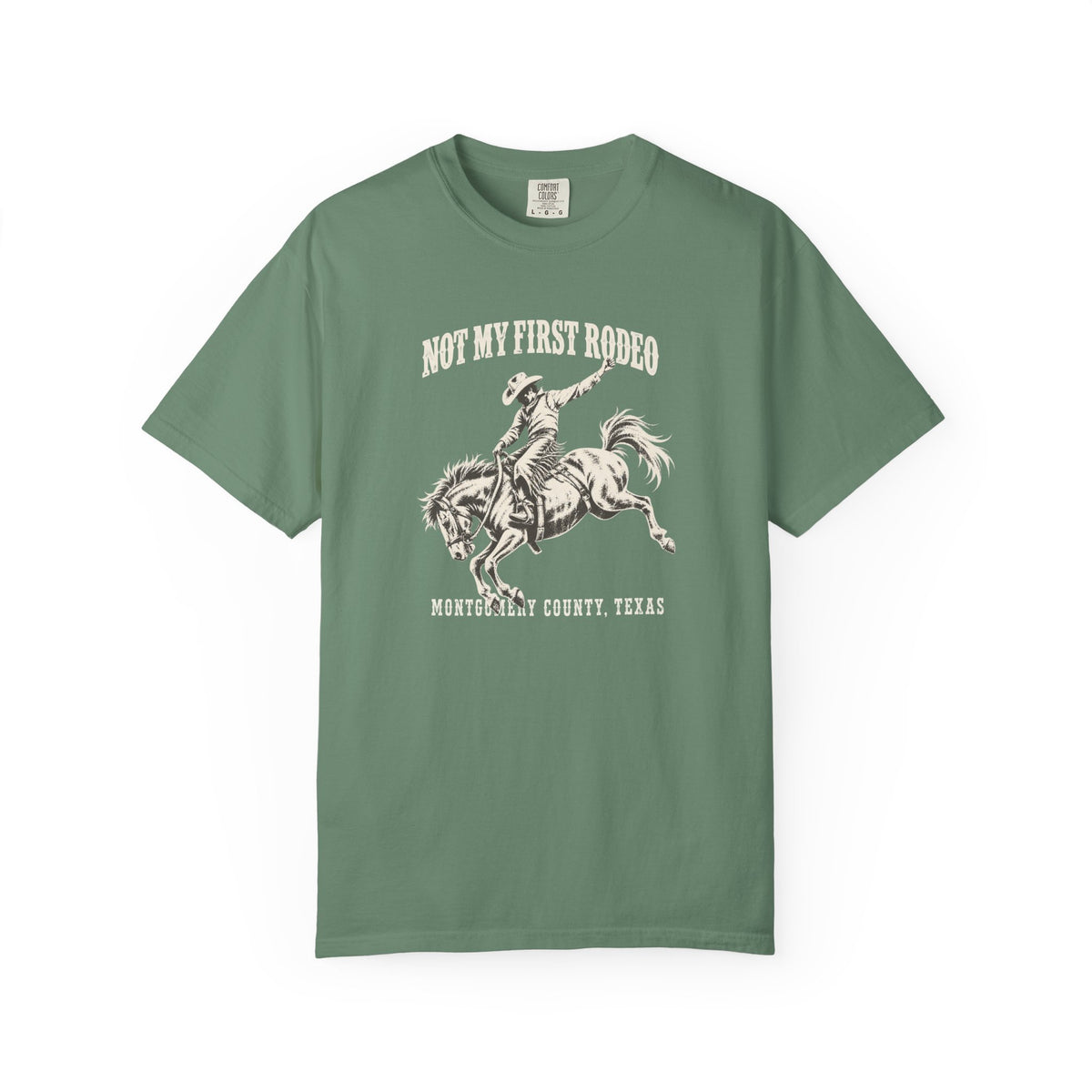 Not My First Rodeo Shirt, Vintage Cowboy T-Shirt, Bucking Bronco Graphic Tee, Western Cowgirl Shirt, Conroe Texas Gift