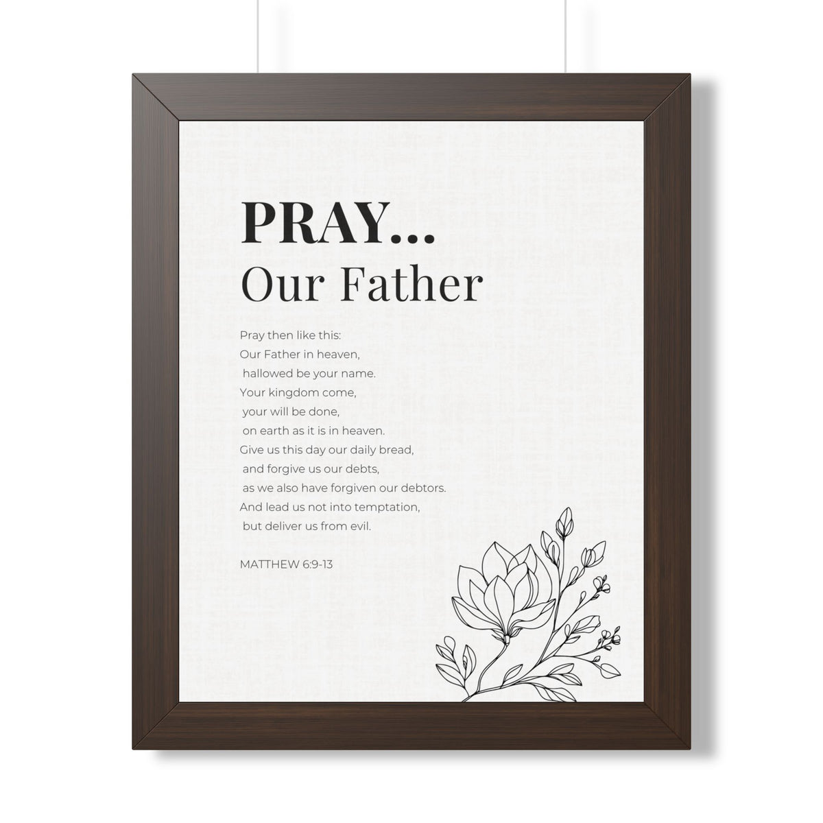 The Lords Prayer Wall Art. Our Father Prayer Print. Matthew 6 Framed Christian Art, Bible Verse Home Decor Christian Gift