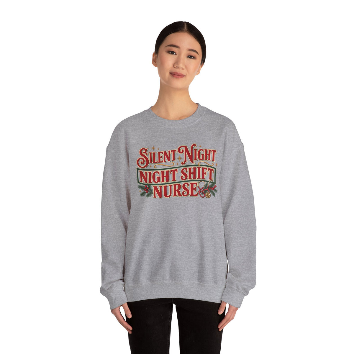 Night Shift Nurse Christmas Sweatshirt, Funny Silent Night Crewneck for RN Gift