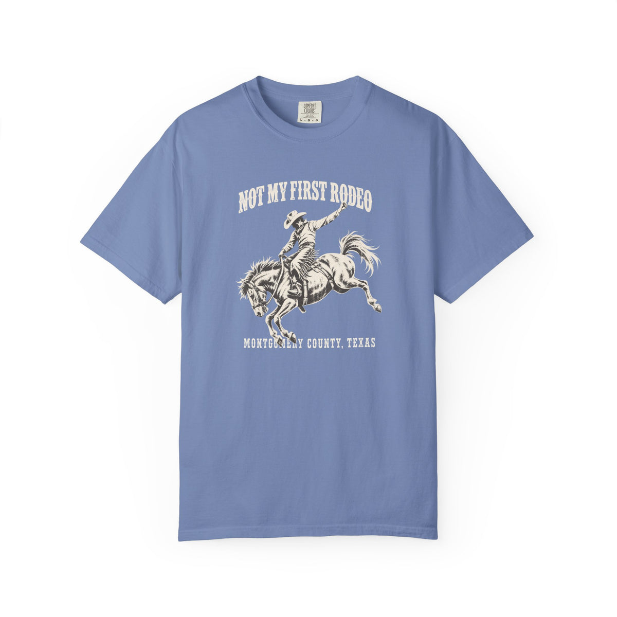 Not My First Rodeo Shirt, Vintage Cowboy T-Shirt, Bucking Bronco Graphic Tee, Western Cowgirl Shirt, Conroe Texas Gift