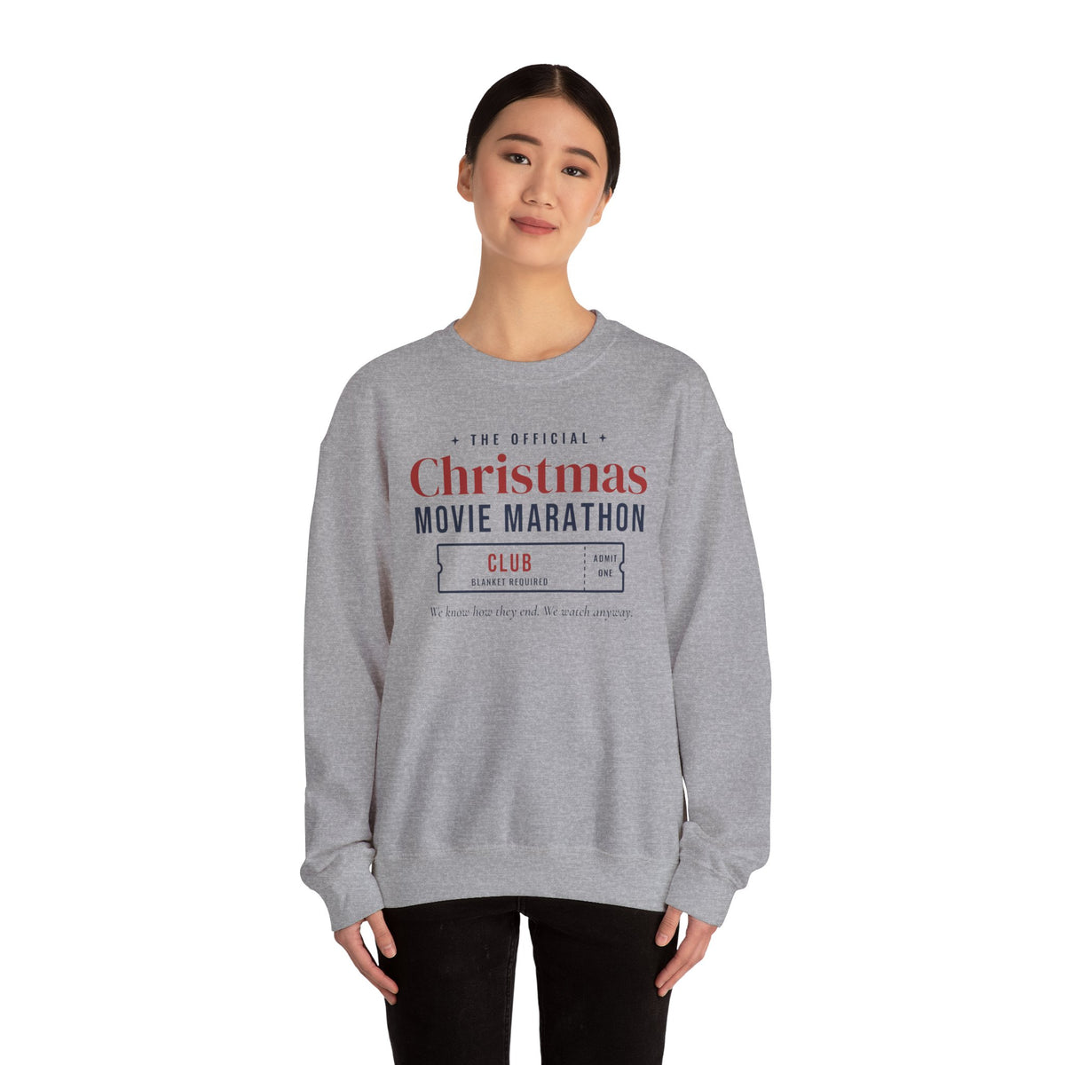 Christmas Movie Marathon Club Sweatshirt, Retro Ticket Holiday Crewneck for Movie Lovers