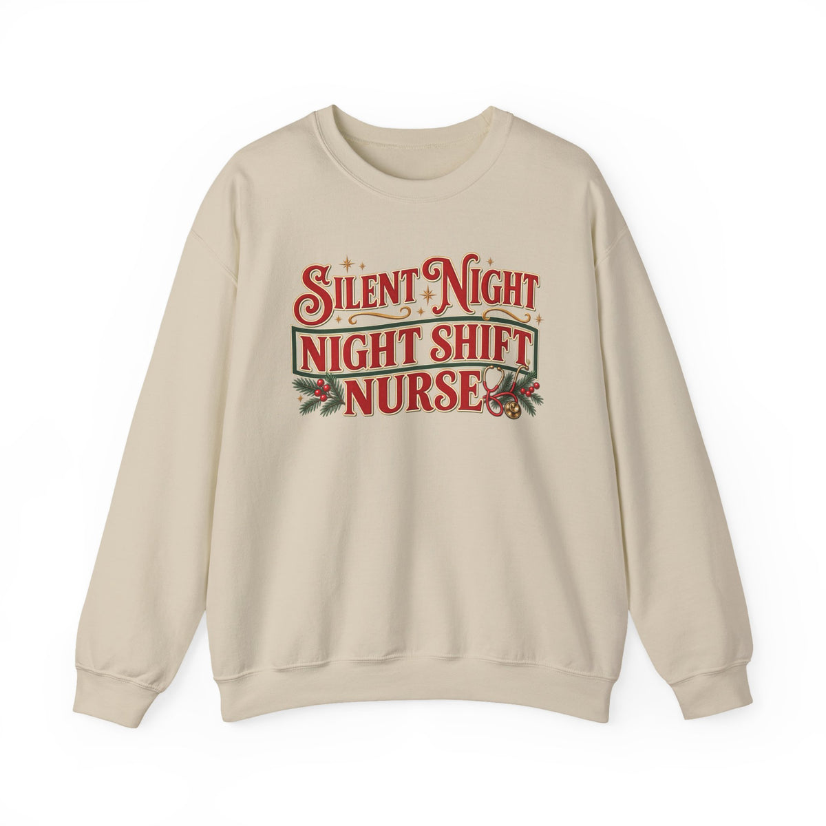 Night Shift Nurse Christmas Sweatshirt, Funny Silent Night Crewneck for RN Gift