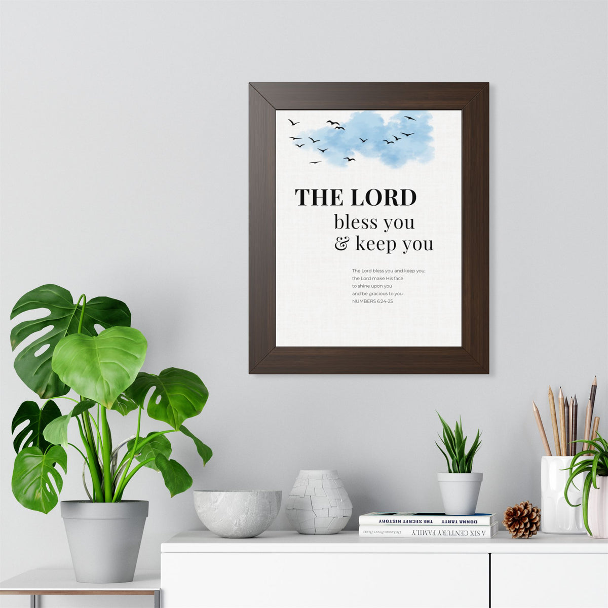 The Lord Bless You and Keep You Wall Art, Numbers 6:24-26 Framed Bible Verse Print, Christian Home Decor, Wedding Gift