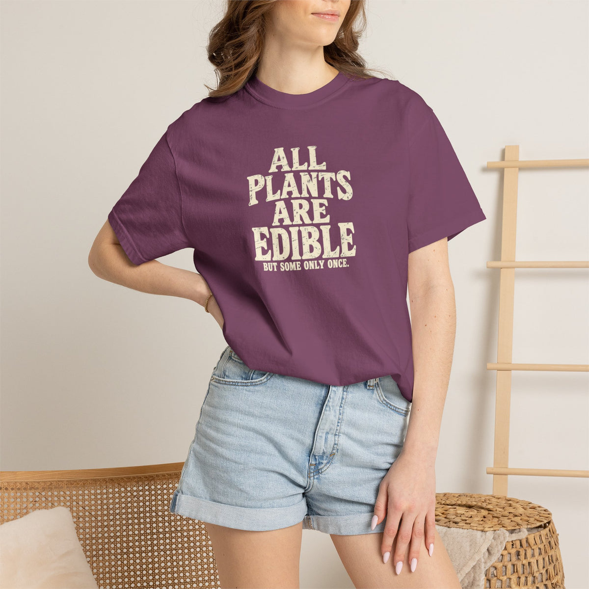 All Plants Are Edible But Some Only Once Shirt, Funny Plant Lover T-Shirt, Gardening Humor Tee, Grunge Botanical Shirt
