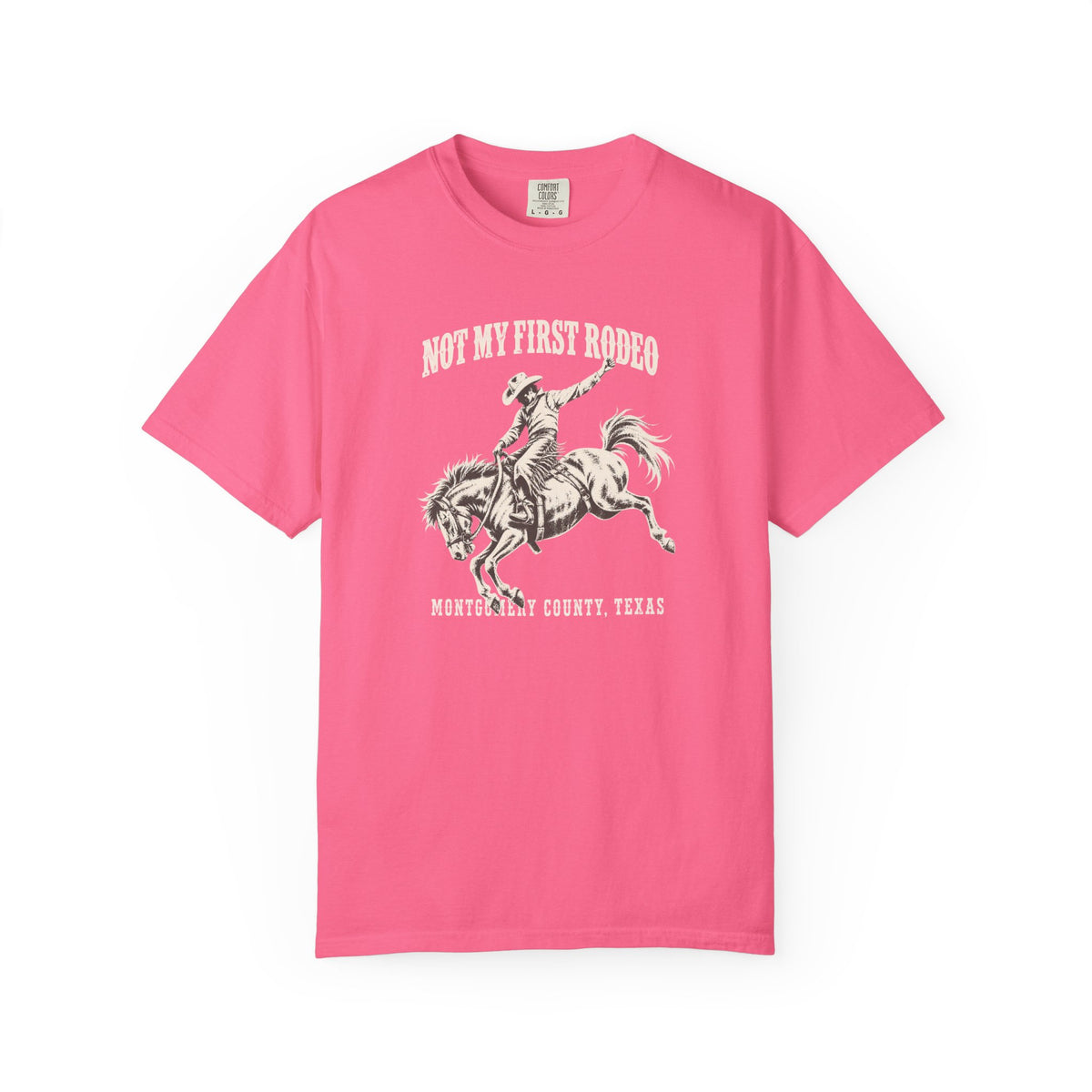 Not My First Rodeo Shirt, Vintage Cowboy T-Shirt, Bucking Bronco Graphic Tee, Western Cowgirl Shirt, Conroe Texas Gift
