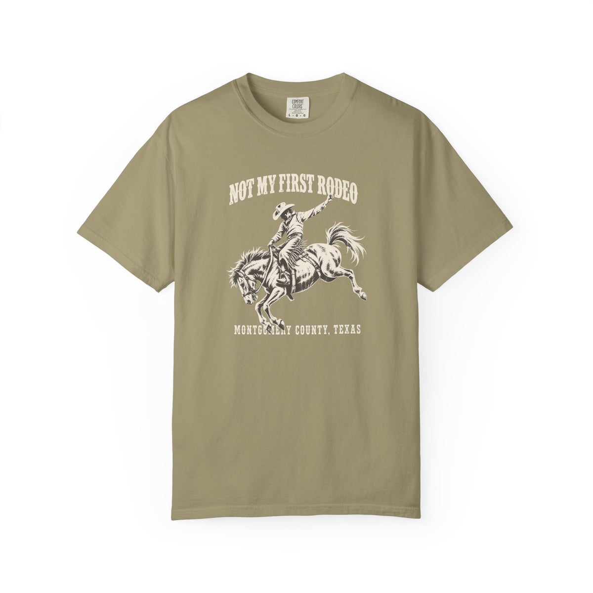 Not My First Rodeo Shirt, Vintage Cowboy T-Shirt, Bucking Bronco Graphic Tee, Western Cowgirl Shirt, Conroe Texas Gift