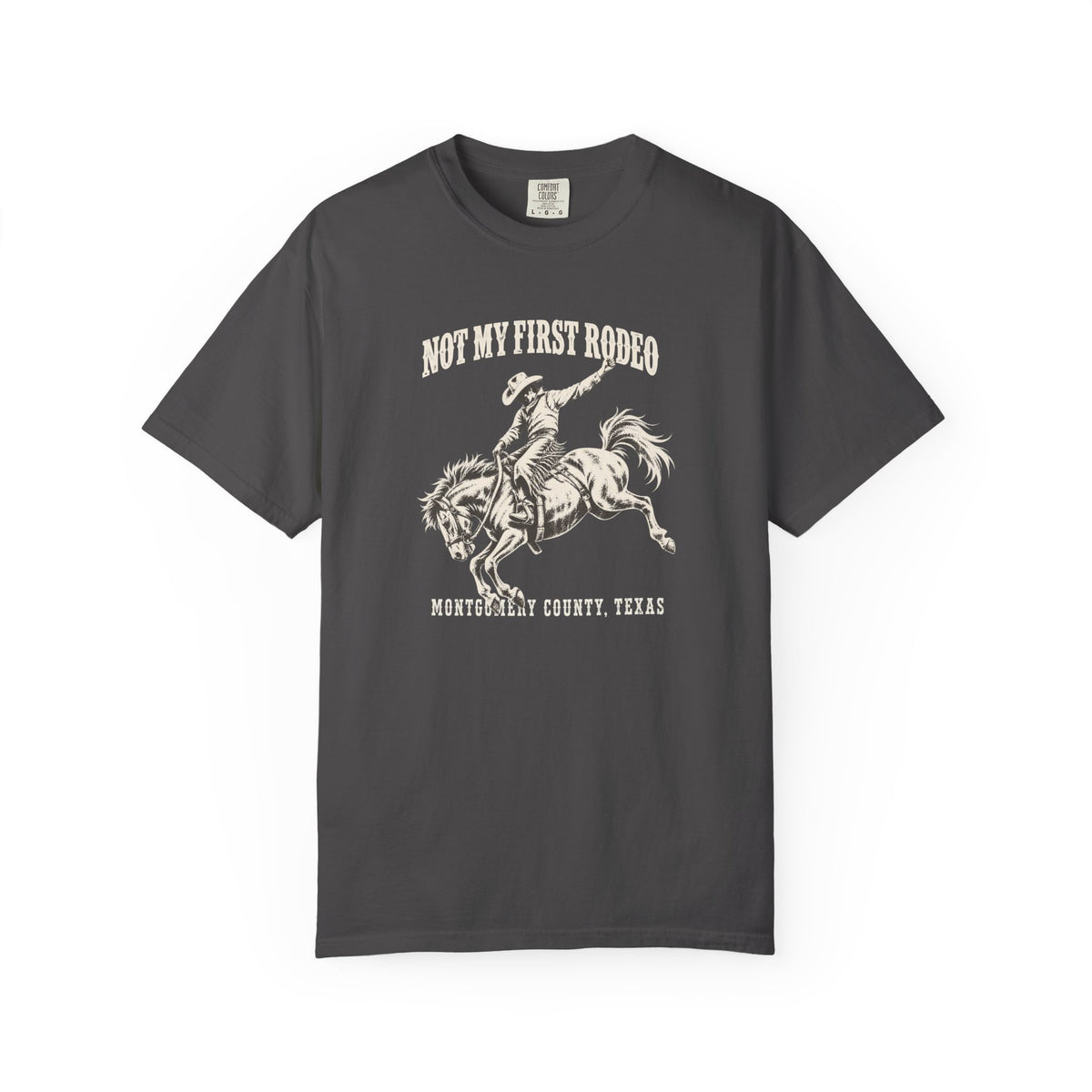 Not My First Rodeo Shirt, Vintage Cowboy T-Shirt, Bucking Bronco Graphic Tee, Western Cowgirl Shirt, Conroe Texas Gift