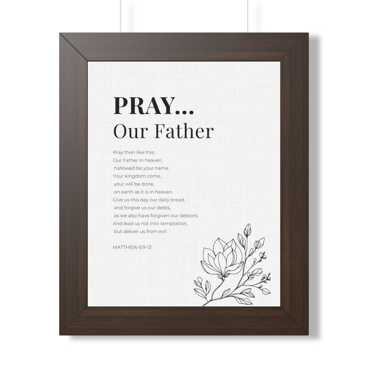 The Lords Prayer Wall Art. Our Father Prayer Print. Matthew 6 Framed Christian Art, Bible Verse Home Decor Christian Gift