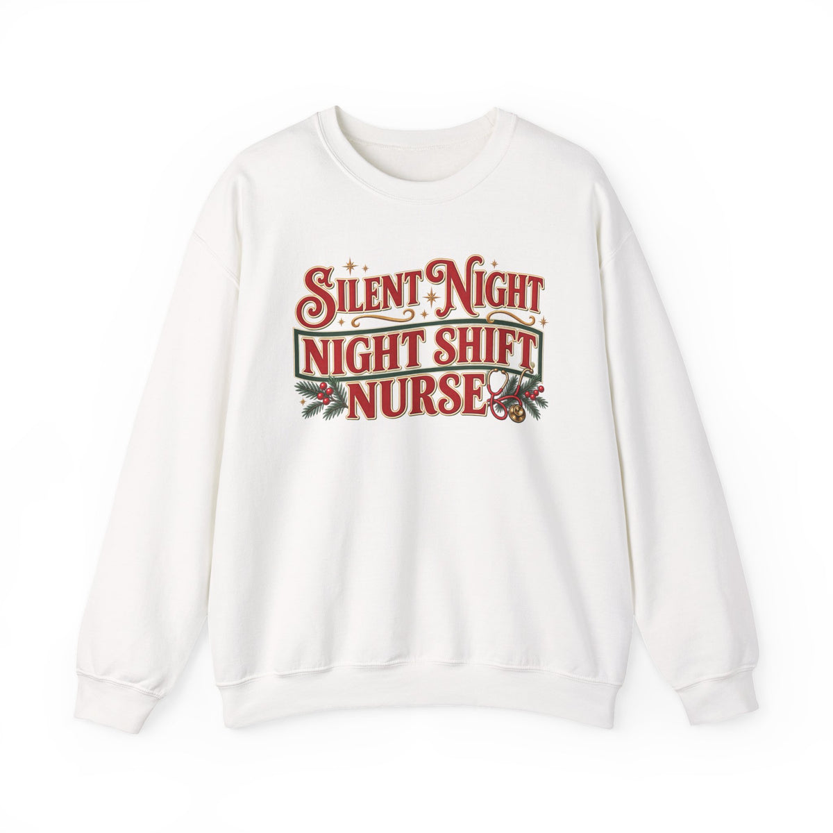 Night Shift Nurse Christmas Sweatshirt, Funny Silent Night Crewneck for RN Gift