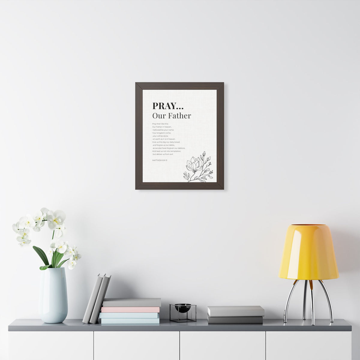 The Lords Prayer Wall Art. Our Father Prayer Print. Matthew 6 Framed Christian Art, Bible Verse Home Decor Christian Gift