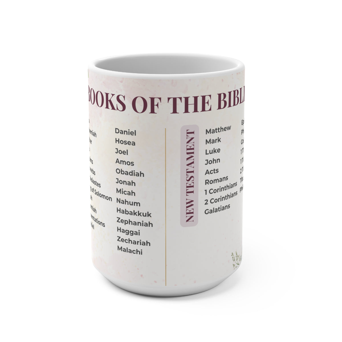 Books of the Bible mug | Floral Bible chapter list 15oz