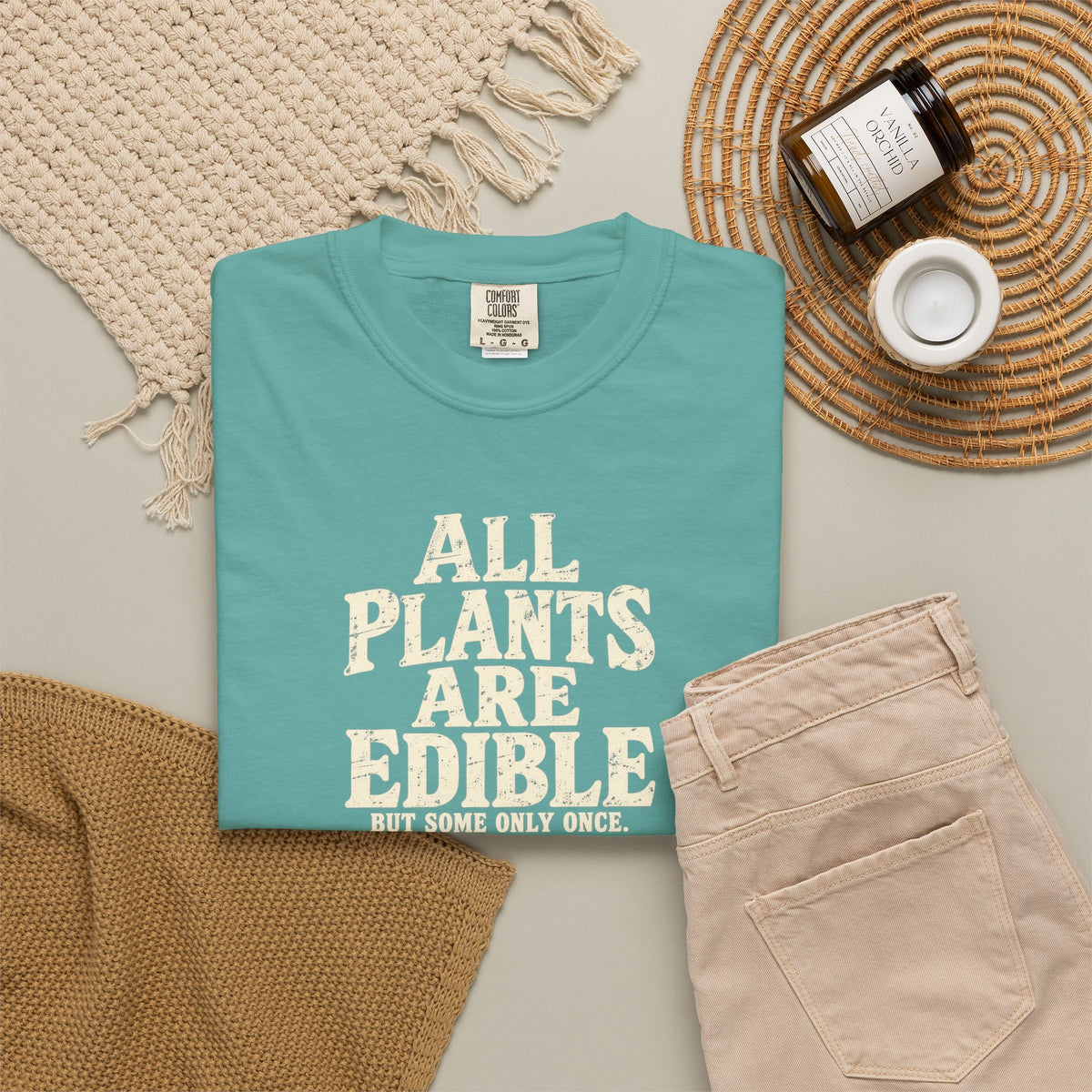 All Plants Are Edible But Some Only Once Shirt, Funny Plant Lover T-Shirt, Gardening Humor Tee, Grunge Botanical Shirt