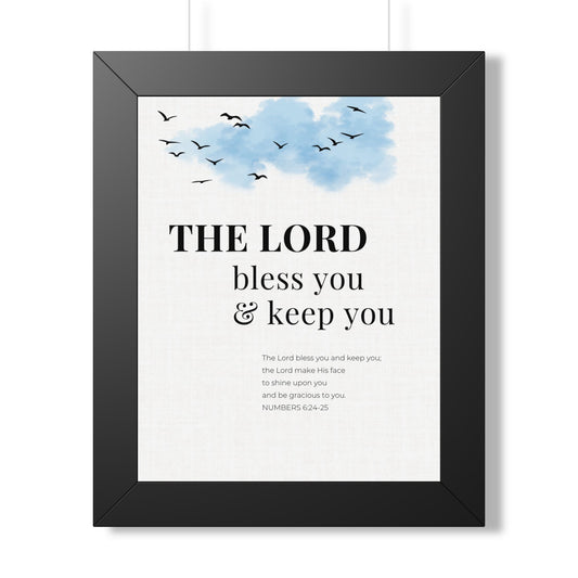 The Lord Bless You and Keep You Wall Art, Numbers 6:24-26 Framed Bible Verse Print, Christian Home Decor, Wedding Gift