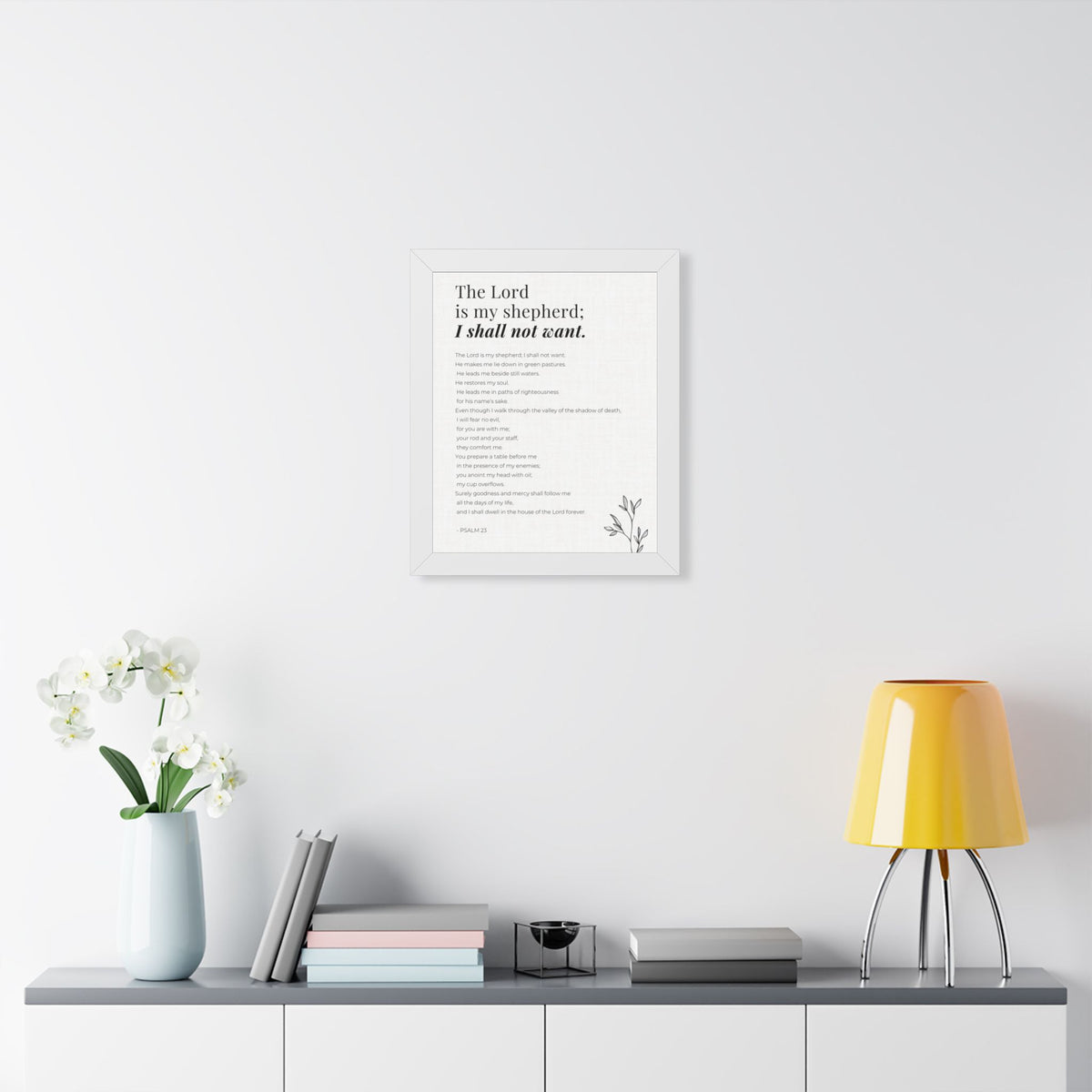 Psalm 23 Wall Art, The Lord Is My Shepherd Framed Bible Verse Print, Christian Home Decor, Scripture Prayer Room Art, Christian Gift