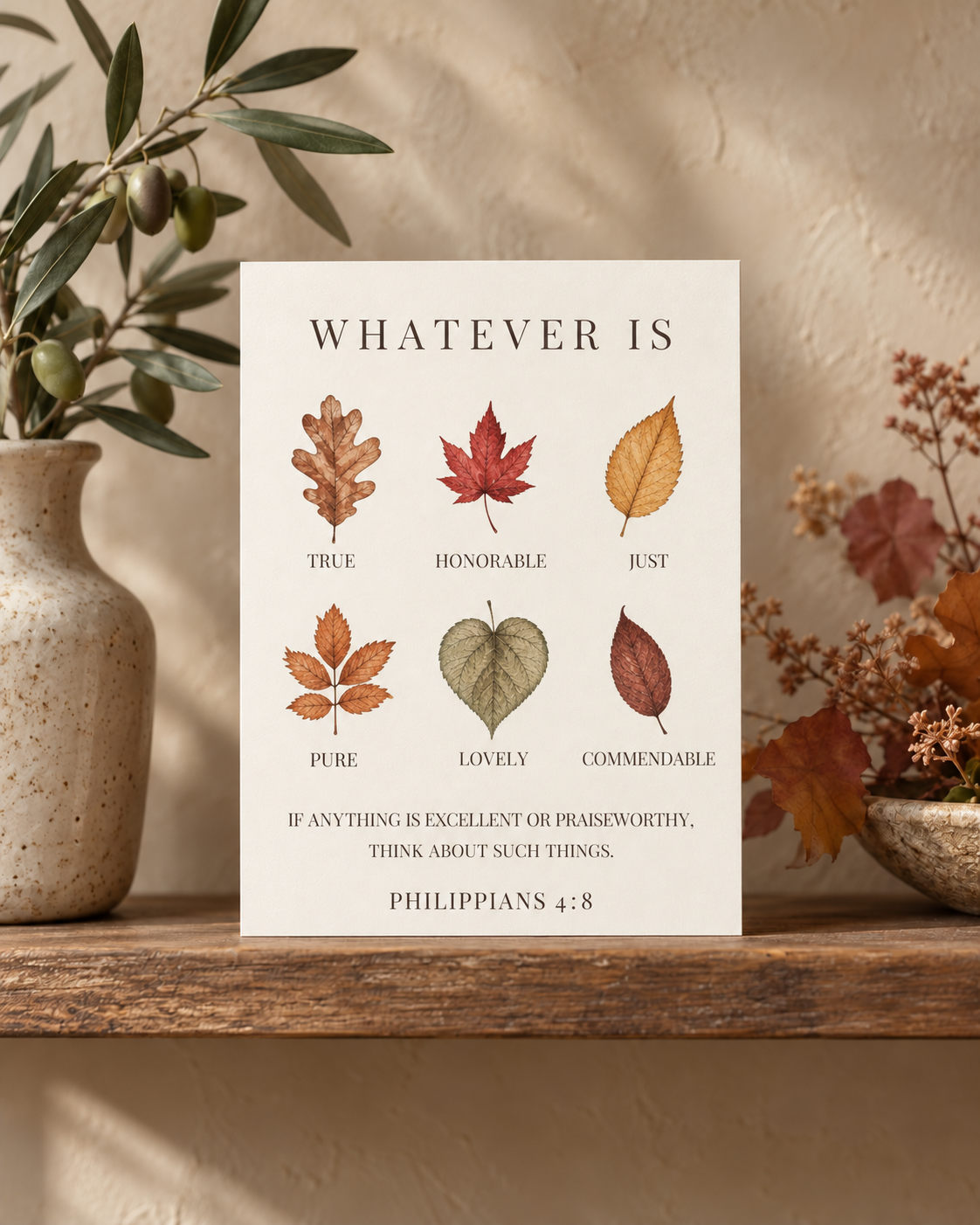 Philippians 4:8 Thanksgiving Christian Card Set