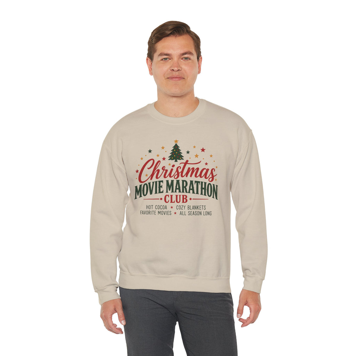 Christmas Movie Marathon Club Sweatshirt, Retro Ticket Holiday Crewneck for Movie Lovers