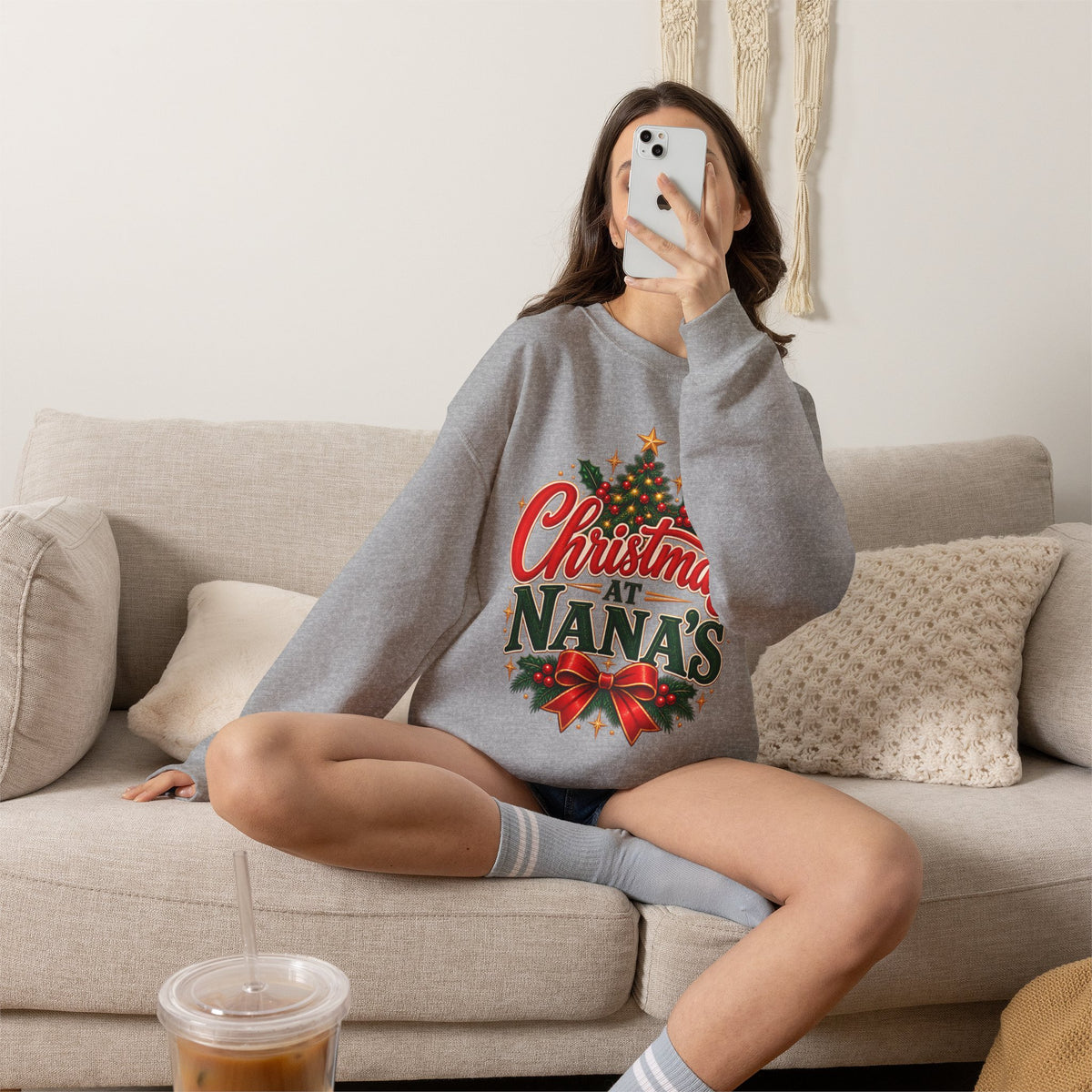 Christmas at Nana's House Rules Sweatshirt, Funny Grandma Crewneck Gift from Grandkids