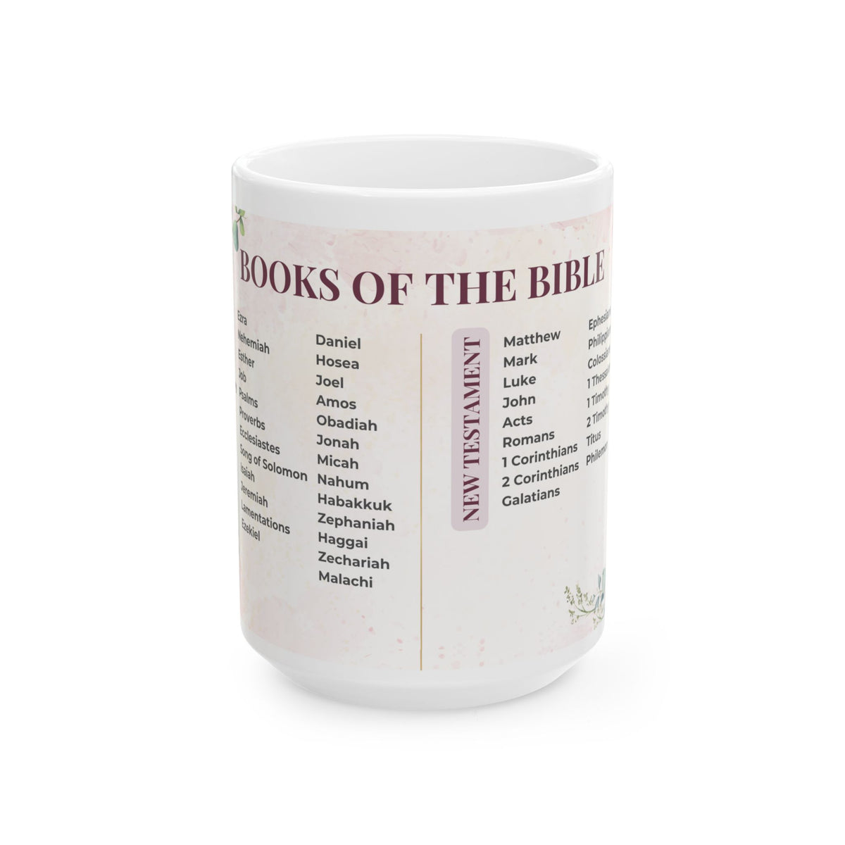 Books of the Bible Floral Mug