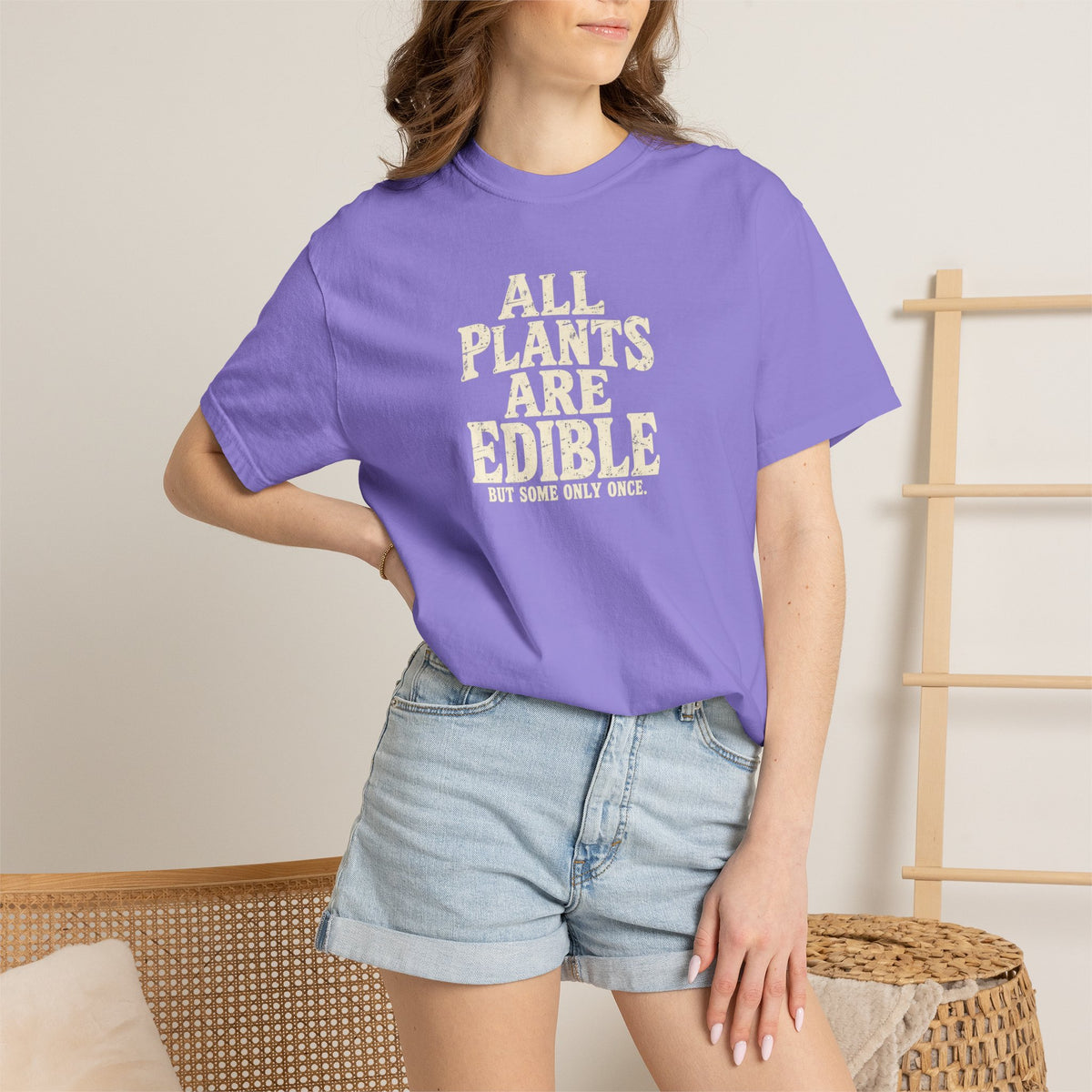 All Plants Are Edible But Some Only Once Shirt, Funny Plant Lover T-Shirt, Gardening Humor Tee, Grunge Botanical Shirt