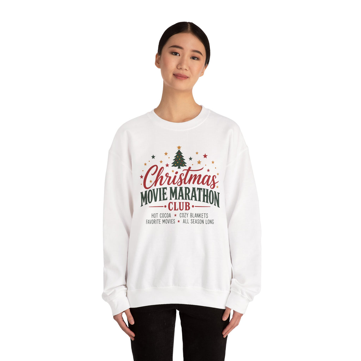 Christmas Movie Marathon Club Sweatshirt, Retro Ticket Holiday Crewneck for Movie Lovers