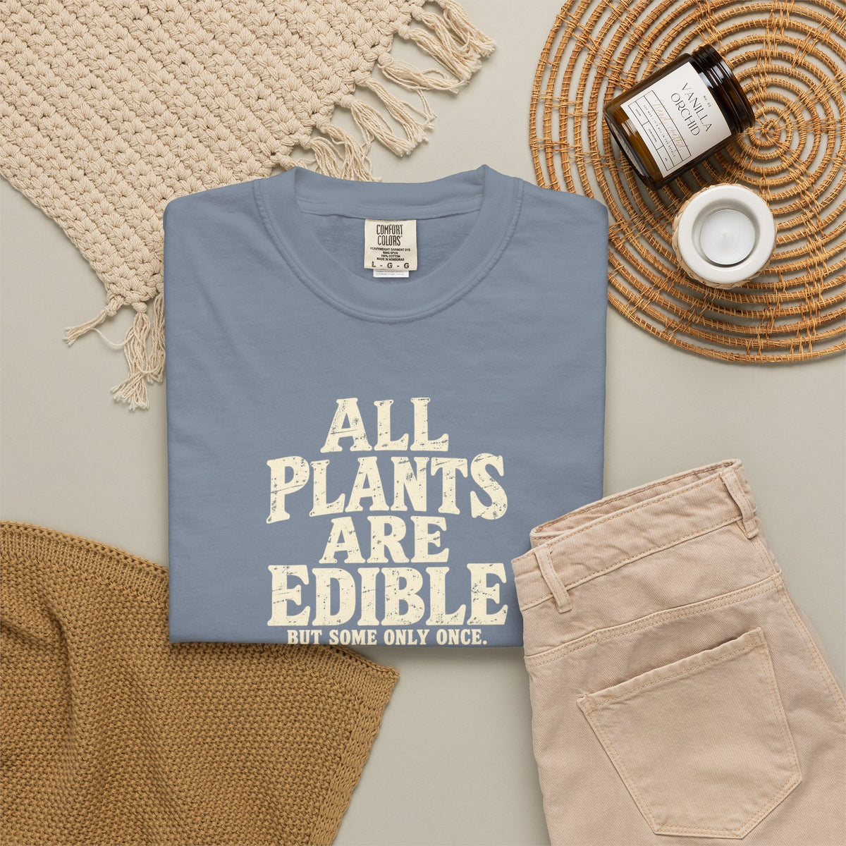All Plants Are Edible But Some Only Once Shirt, Funny Plant Lover T-Shirt, Gardening Humor Tee, Grunge Botanical Shirt