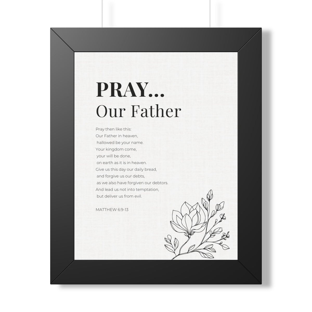 The Lords Prayer Wall Art. Our Father Prayer Print. Matthew 6 Framed Christian Art, Bible Verse Home Decor Christian Gift