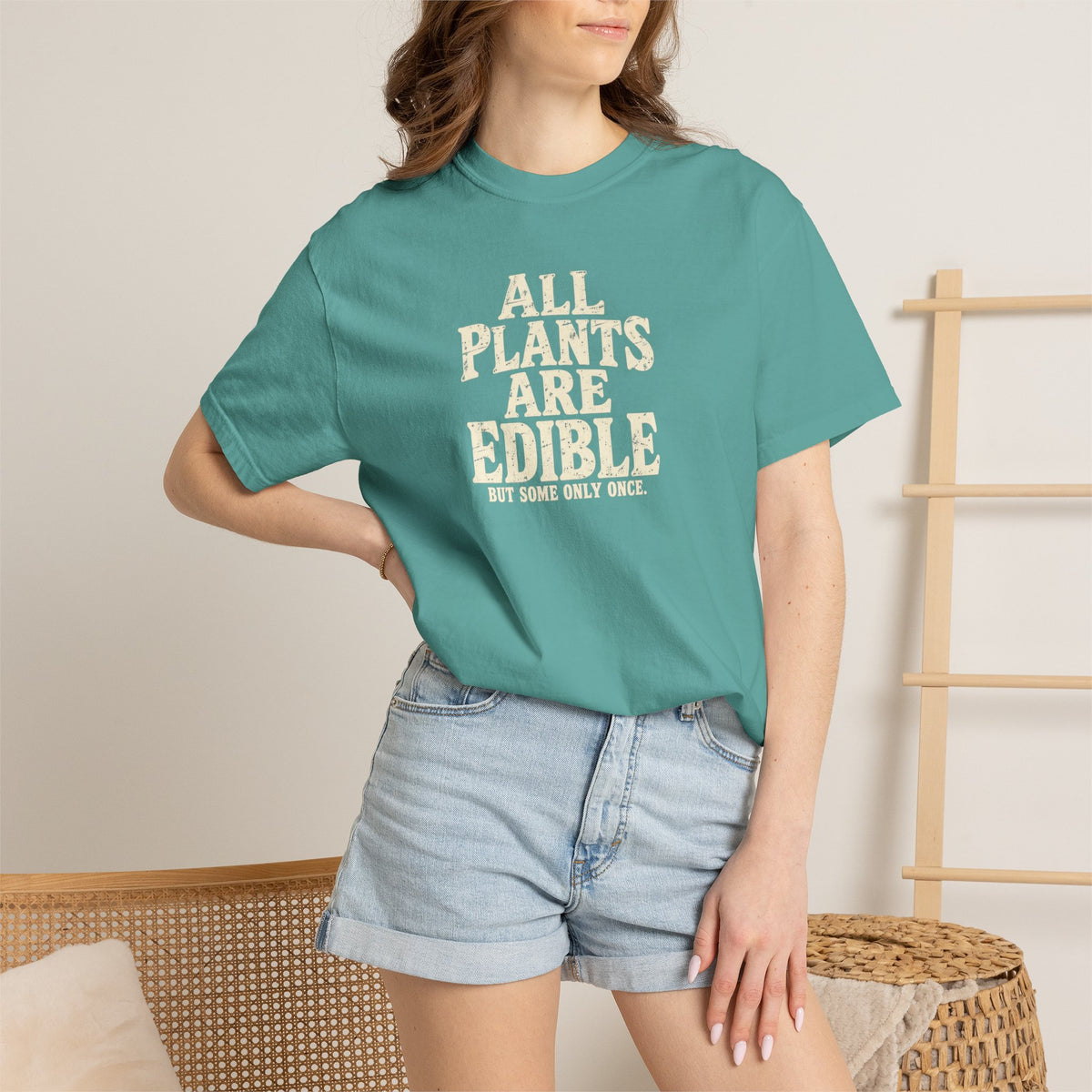 All Plants Are Edible But Some Only Once Shirt, Funny Plant Lover T-Shirt, Gardening Humor Tee, Grunge Botanical Shirt