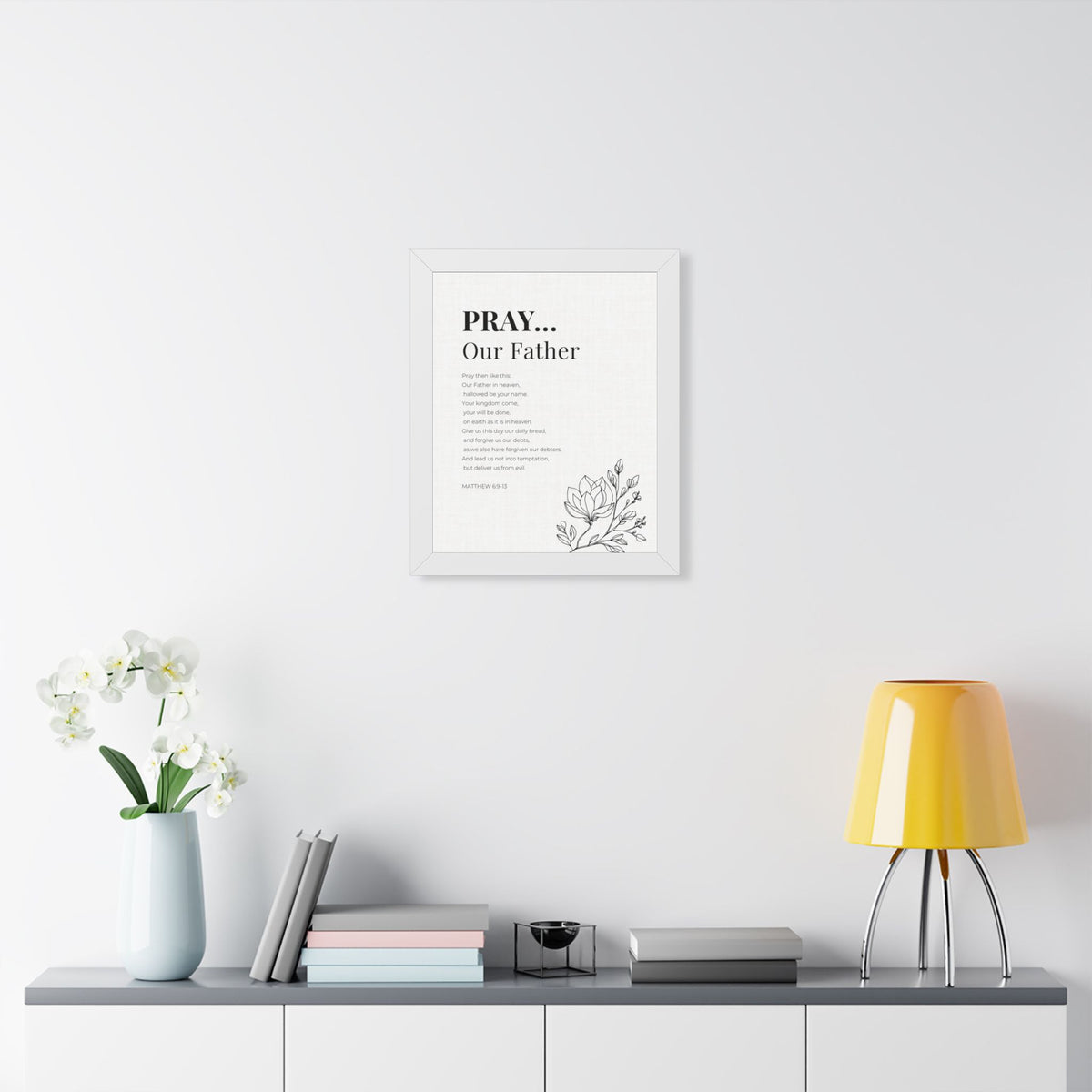 The Lords Prayer Wall Art. Our Father Prayer Print. Matthew 6 Framed Christian Art, Bible Verse Home Decor Christian Gift