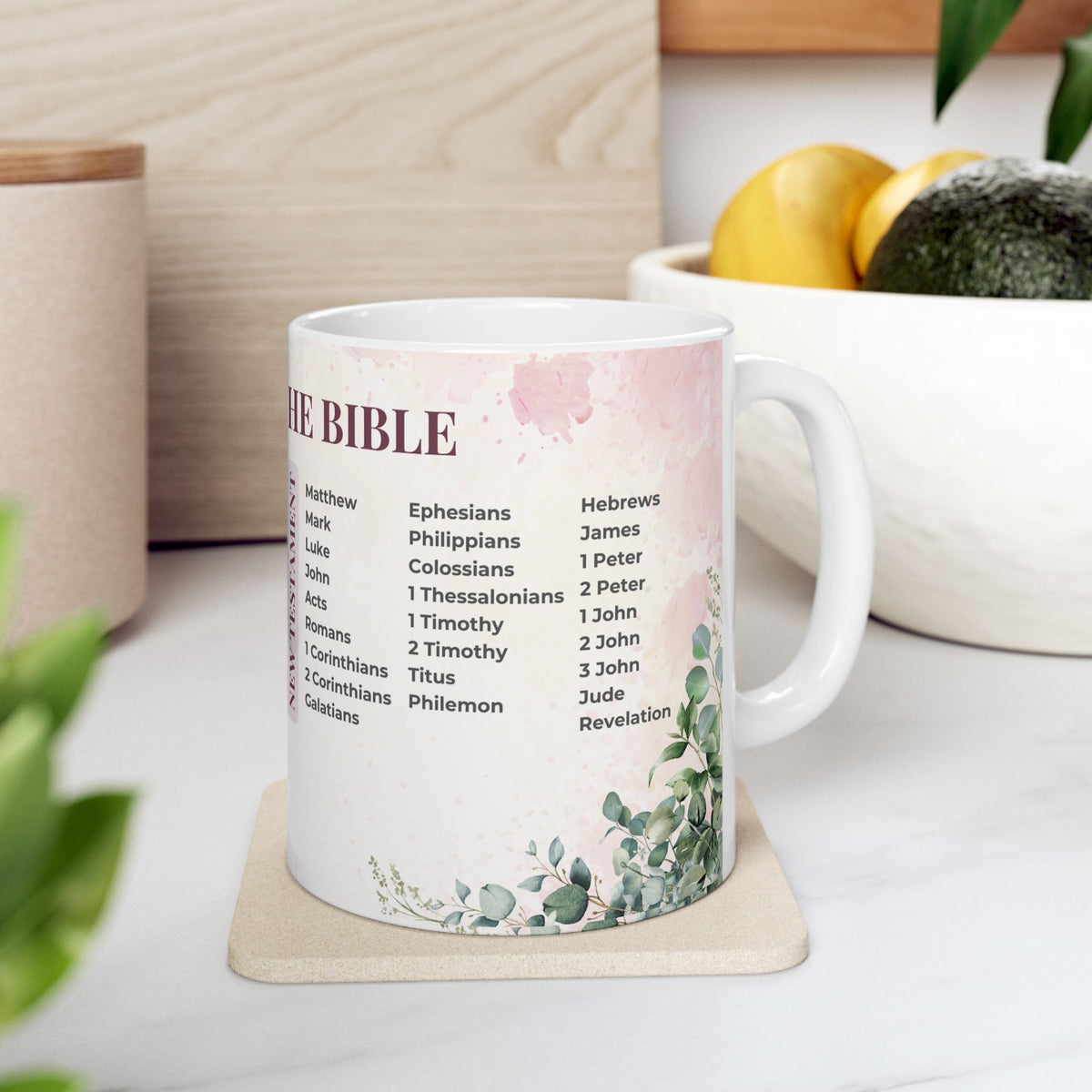 Books of the Bible Floral Mug
