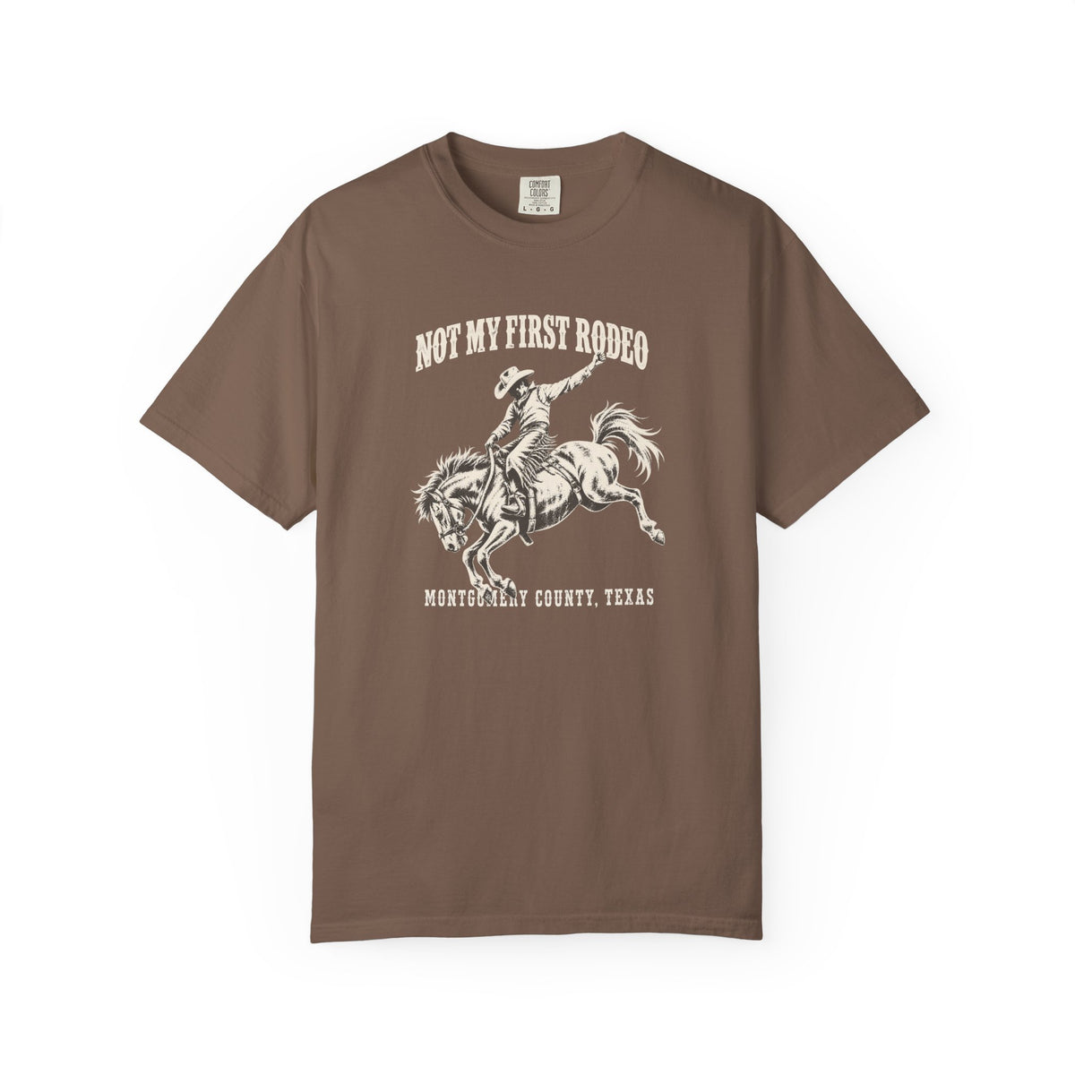 Not My First Rodeo Shirt, Vintage Cowboy T-Shirt, Bucking Bronco Graphic Tee, Western Cowgirl Shirt, Conroe Texas Gift