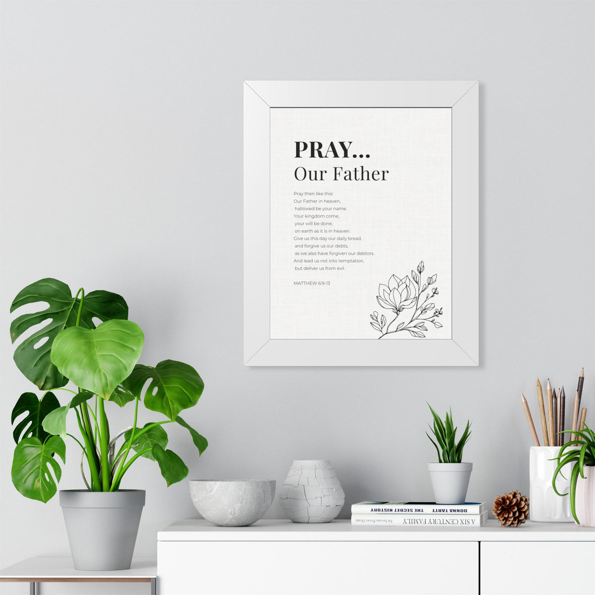 The Lords Prayer Wall Art. Our Father Prayer Print. Matthew 6 Framed Christian Art, Bible Verse Home Decor Christian Gift