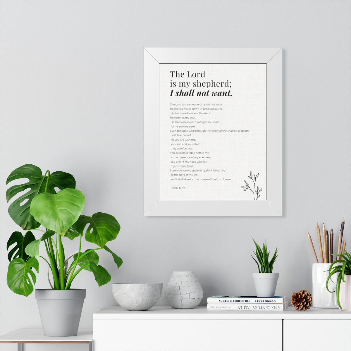 Psalm 23 Wall Art, The Lord Is My Shepherd Framed Bible Verse Print, Christian Home Decor, Scripture Prayer Room Art, Christian Gift