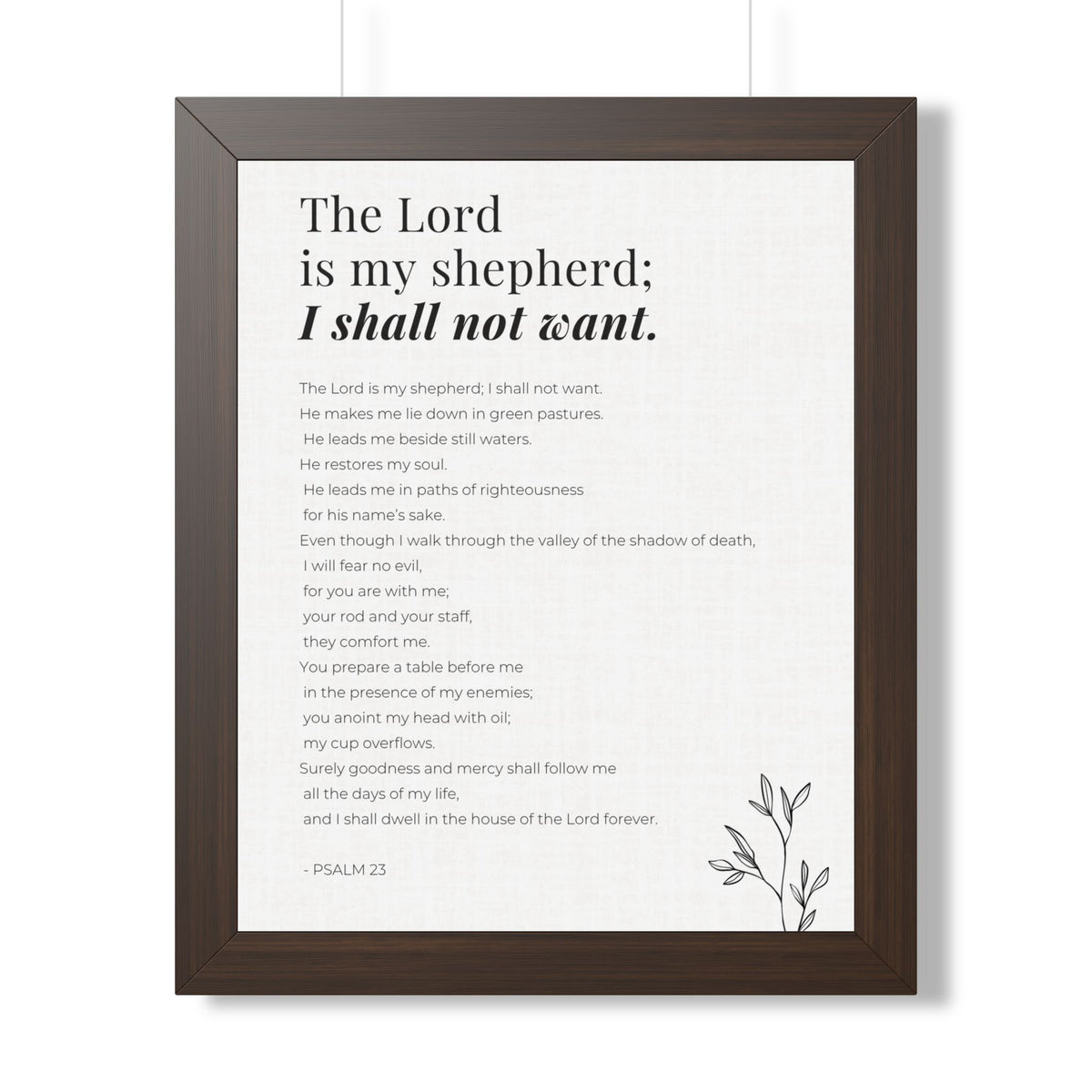 Psalm 23 Wall Art, The Lord Is My Shepherd Framed Bible Verse Print, Christian Home Decor, Scripture Prayer Room Art, Christian Gift