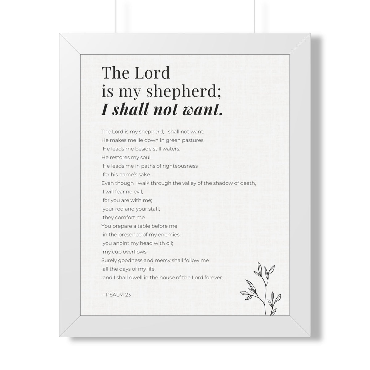 Psalm 23 Wall Art, The Lord Is My Shepherd Framed Bible Verse Print, Christian Home Decor, Scripture Prayer Room Art, Christian Gift