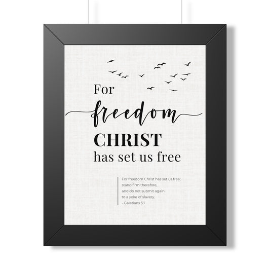 Galatians 5:1 Wall Art, For Freedom Christ Set Us Free, Framed Christian Print, Bible Verse Decor, Christian Gift